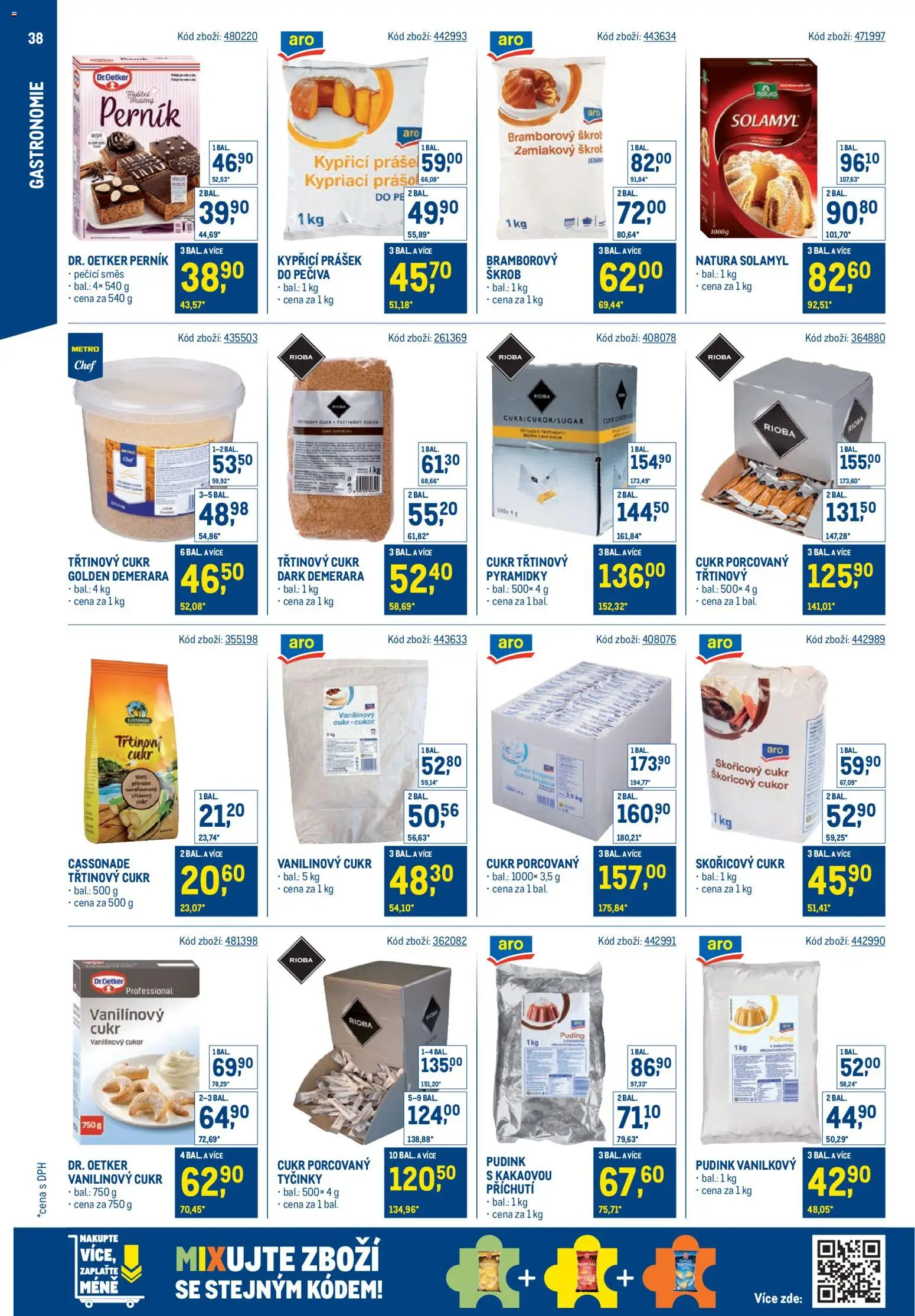 Makro leták - Stabilně výhodná cena – gastronomie od 24.09.2025 | Strana: 38 | Produkty: Škrob, Puding, Solamyl, Cukr