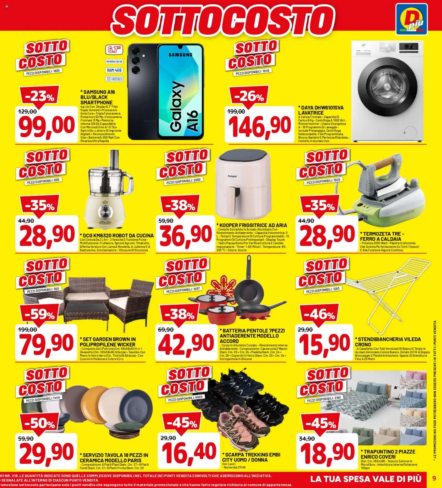 Volantino D Più del 09.04.2026 | Pagina: 9 | Prodotti: Friggitrice ad aria, Casseruola, Friggitrice, Samsung