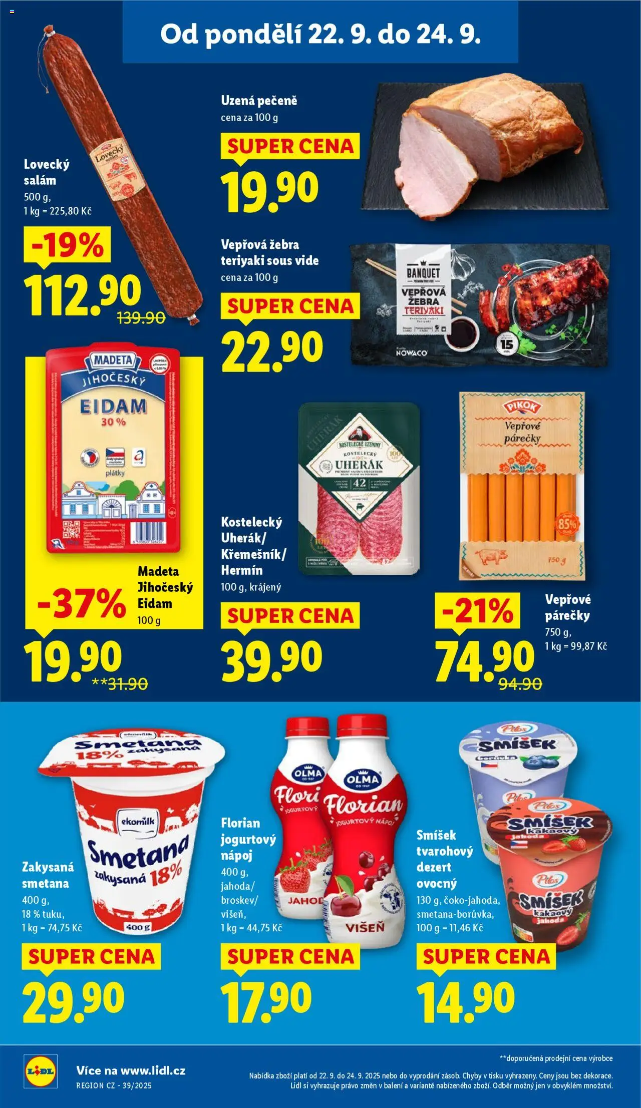 Lidl leták od 22.09.2025 | Strana: 28 | Produkty: Salám, Sous vide, Smetana, Zakysaná smetana