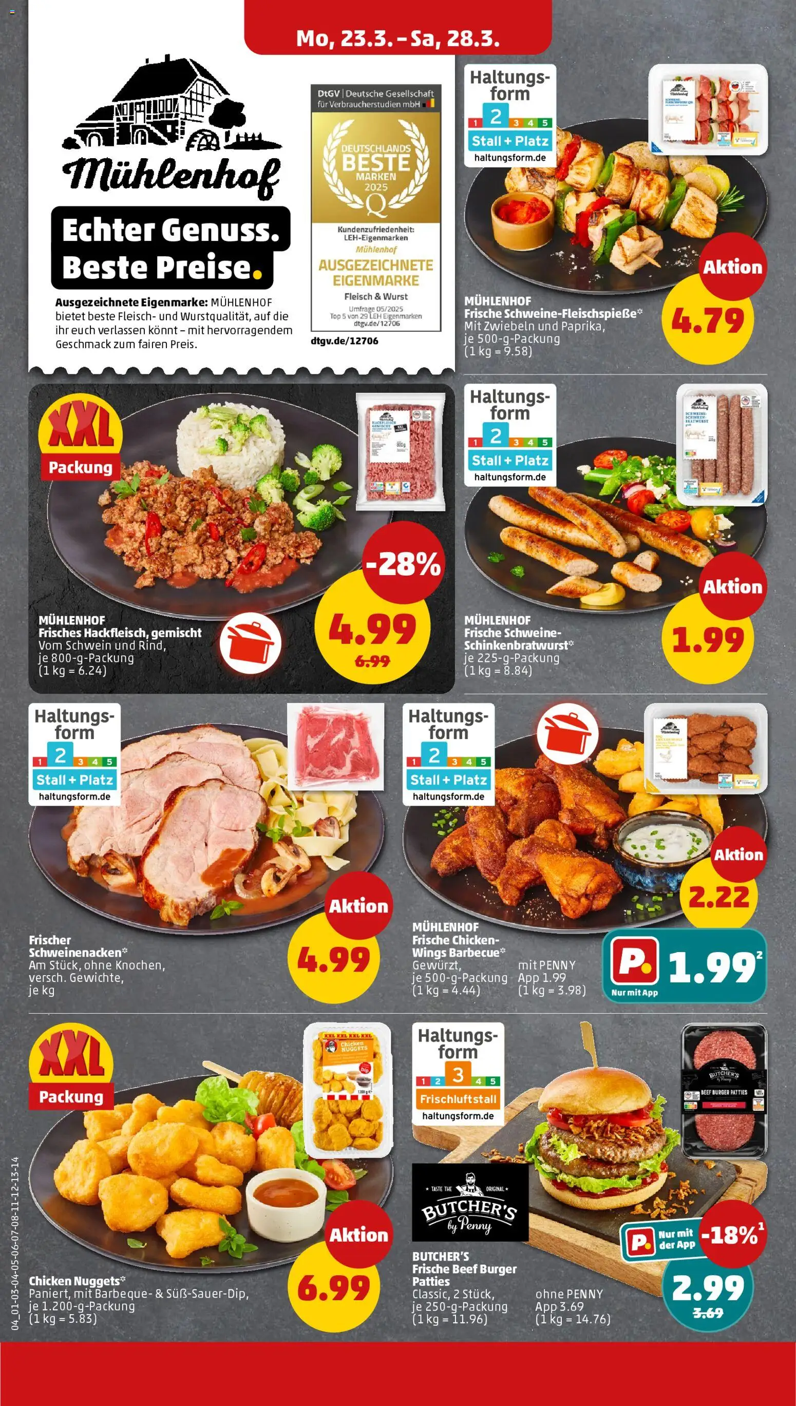Penny Prospekt 	 – gültig ab 23.03.2026 | Seite: 6 | Produkte: Schweinenacken, Zwiebeln, Wurst, Fleisch