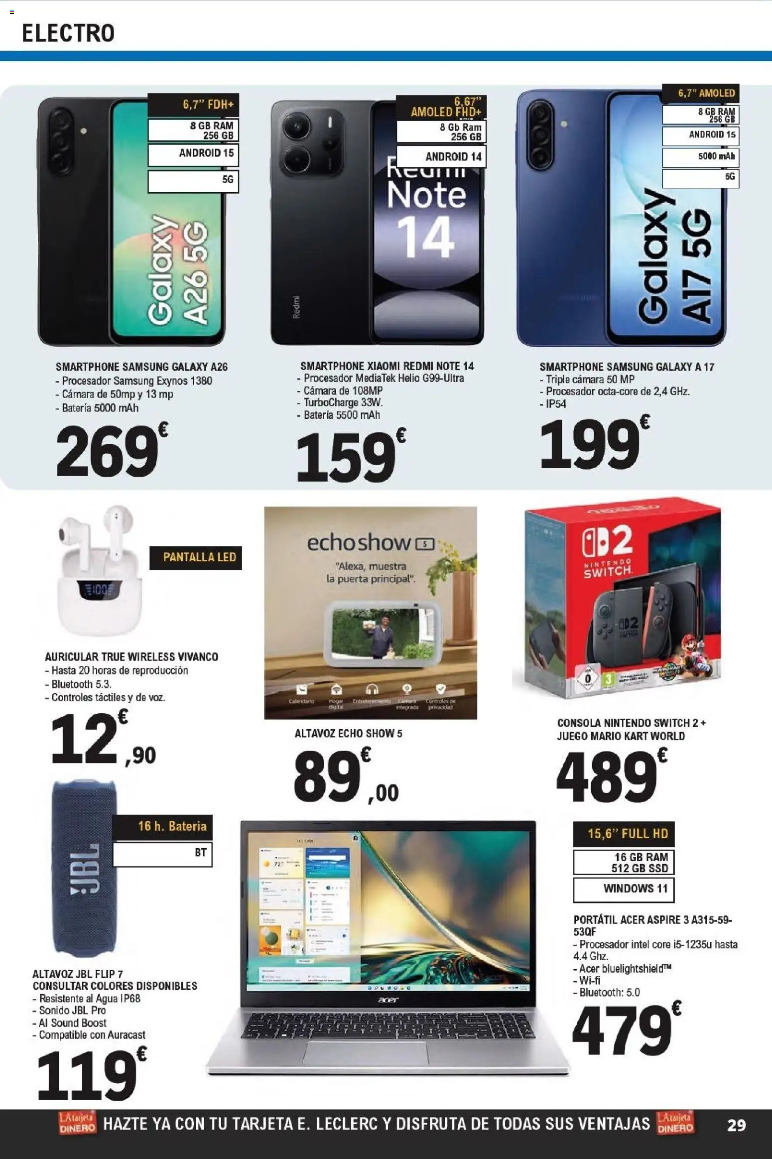 E.Leclerc folleto Super ofertas │ válido desde el 01.04.2026 | Página: 29 | Productos: Smartphone Xiaomi, Consola Nintendo, Nintendo, Altavoz