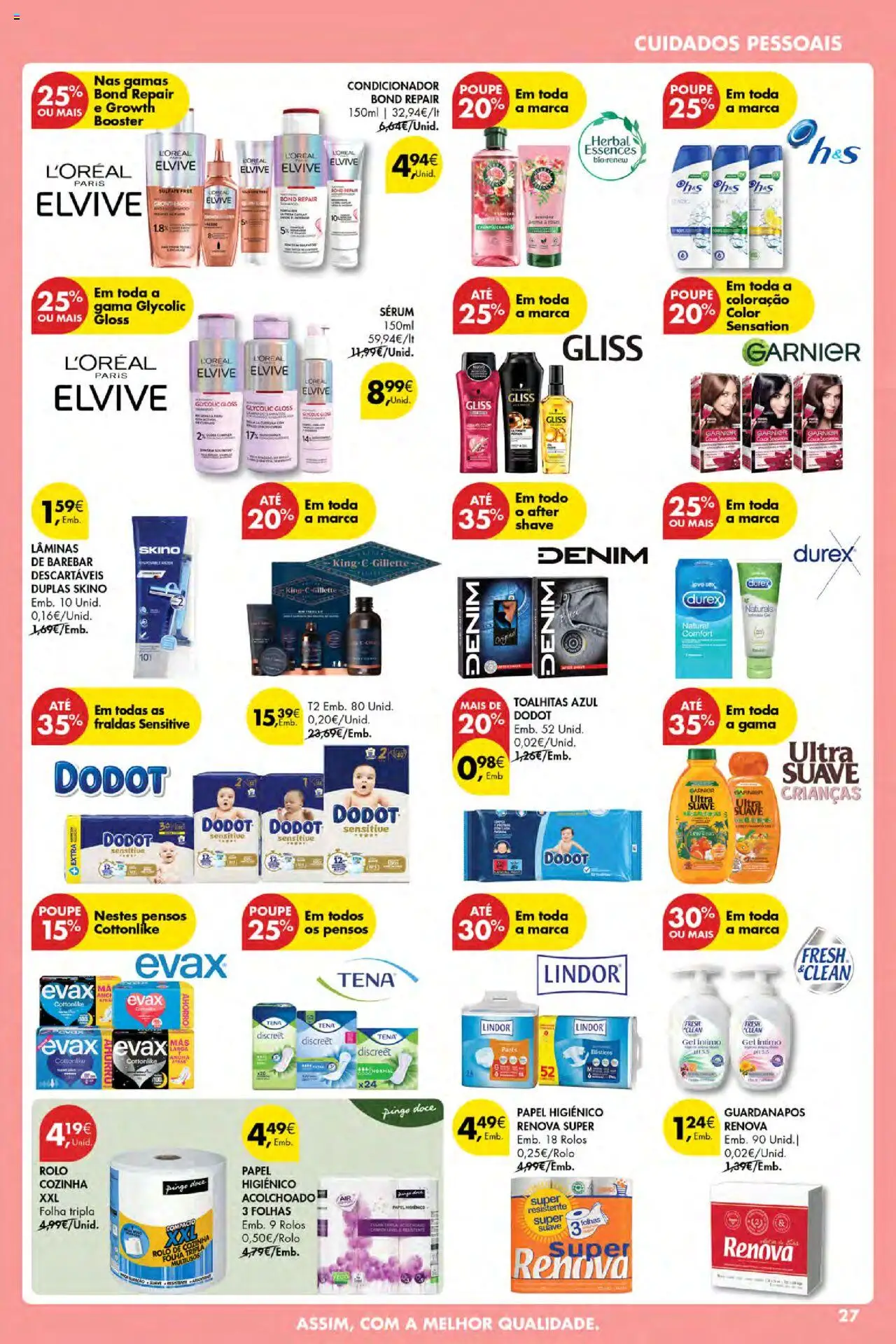 Pingo Doce Poupe Esta Semana Açores │ válido de 16.10.2025 | Página: 27 | Produtos: Gloss, Papel higiénico, Fraldas, Guardanapos