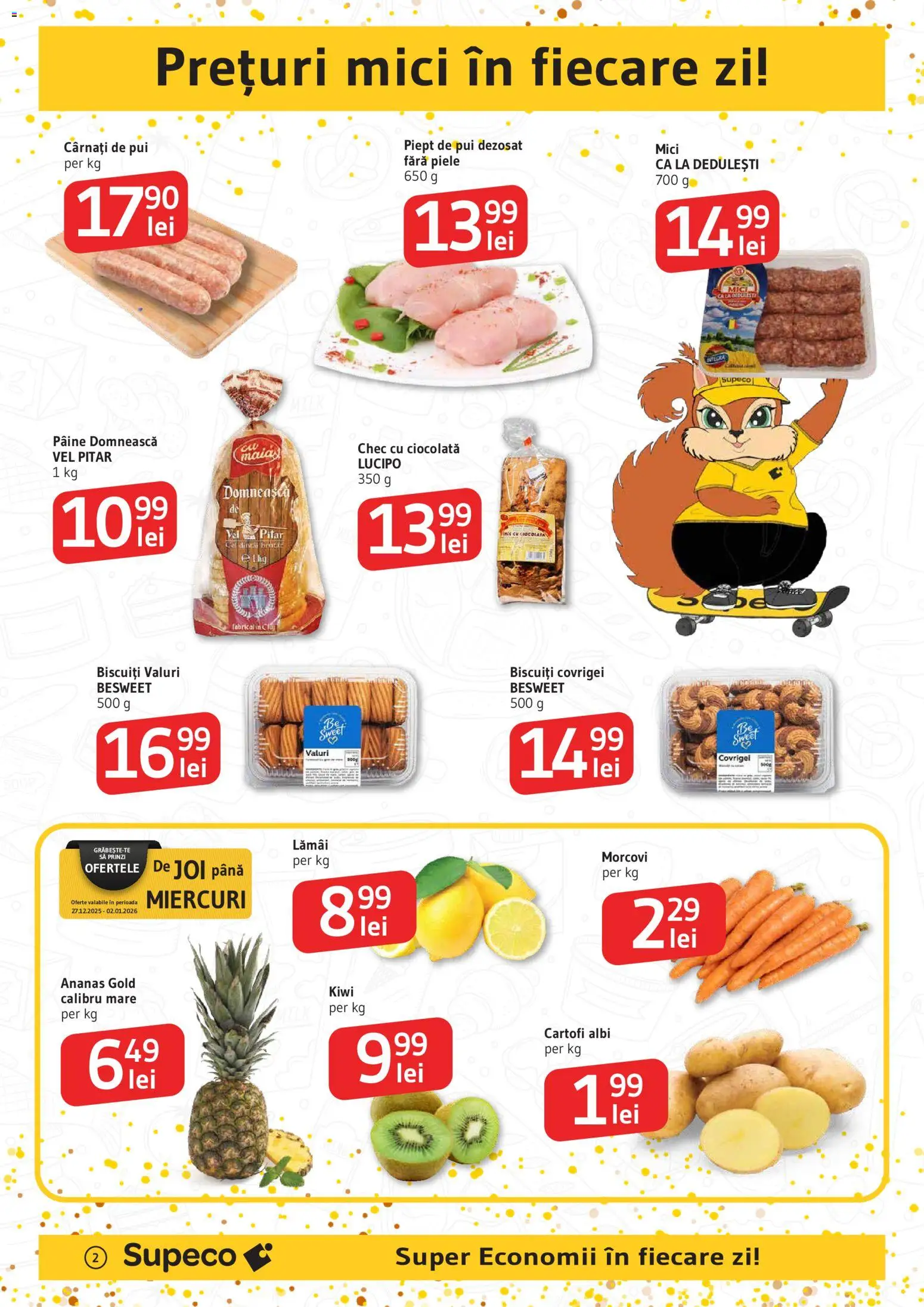 Noul catalog Supeco – valabil de la 27.12.2025 | Pagină: 2 | Produse: Hacıyatmaz Kedi Oyuncağı, Mici, Covrigei, Pâine