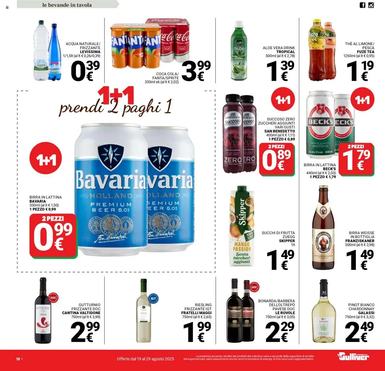 Volantino Gulliver del 19.08.2025 | Pagina: 18 | Prodotti: Birra, Mango, The, Bottiglia