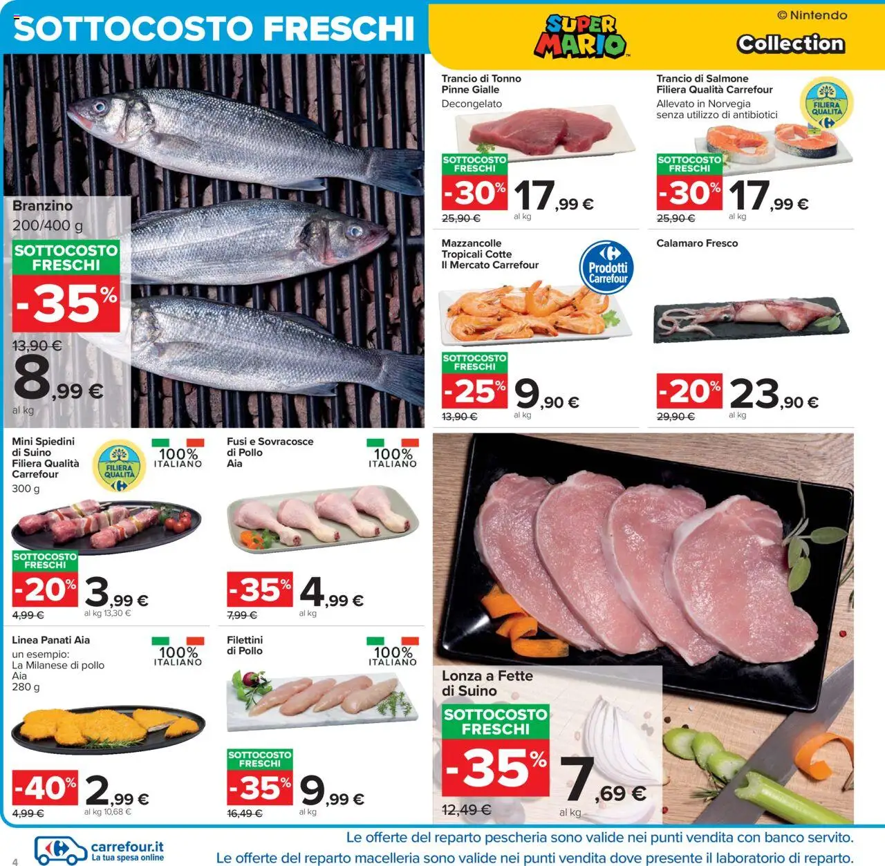Volantino Carrefour del 15.09.2025 | Pagina: 4 | Prodotti: Pollo, Mazzancolle, Branzino, Suino