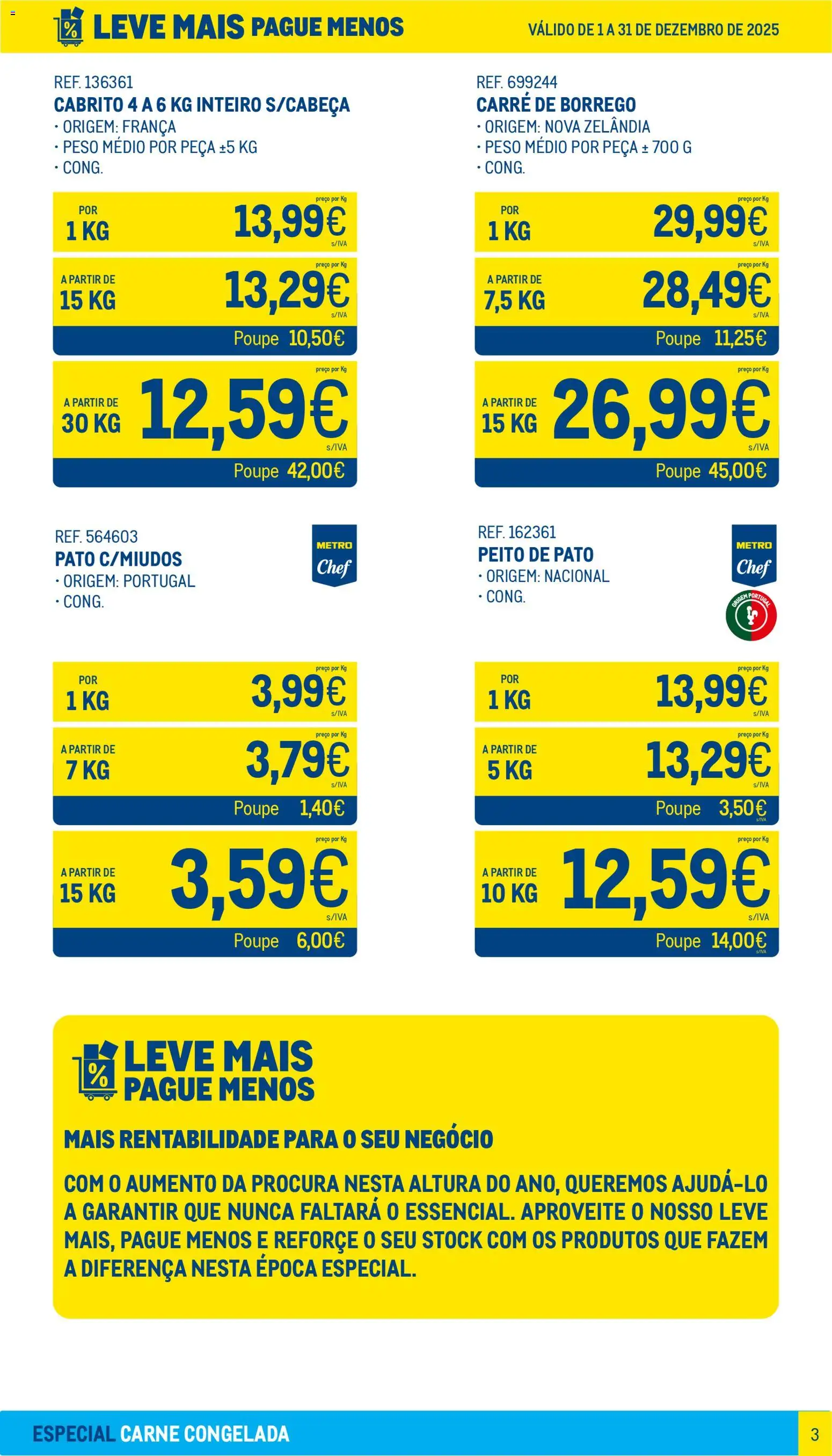 Makro Leve Mais Pague Menos - Carne Congelada │ válido de 01.12.2025 | Página: 3 | Produtos: Cabrito, Carne