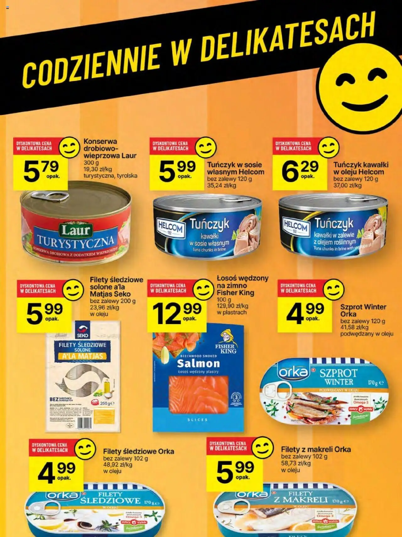 Delikatesy Centrum Gazetka od 19.06.2025 | Strona: 57 | Produkty: Tuńczyk w sosie własnym, Łosoś wędzony, Łosoś, Tuńczyk