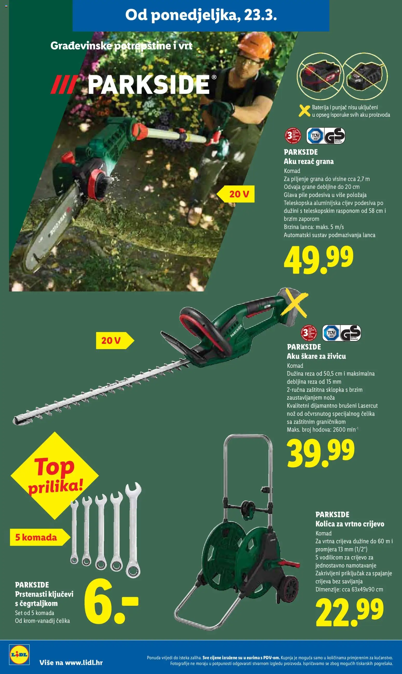 Lidl katalog | vrijedi od 23.03.2026 | Stranica: 24 | Proizvodi: Nož, Kolica, Vrtno crijevo, Rezač