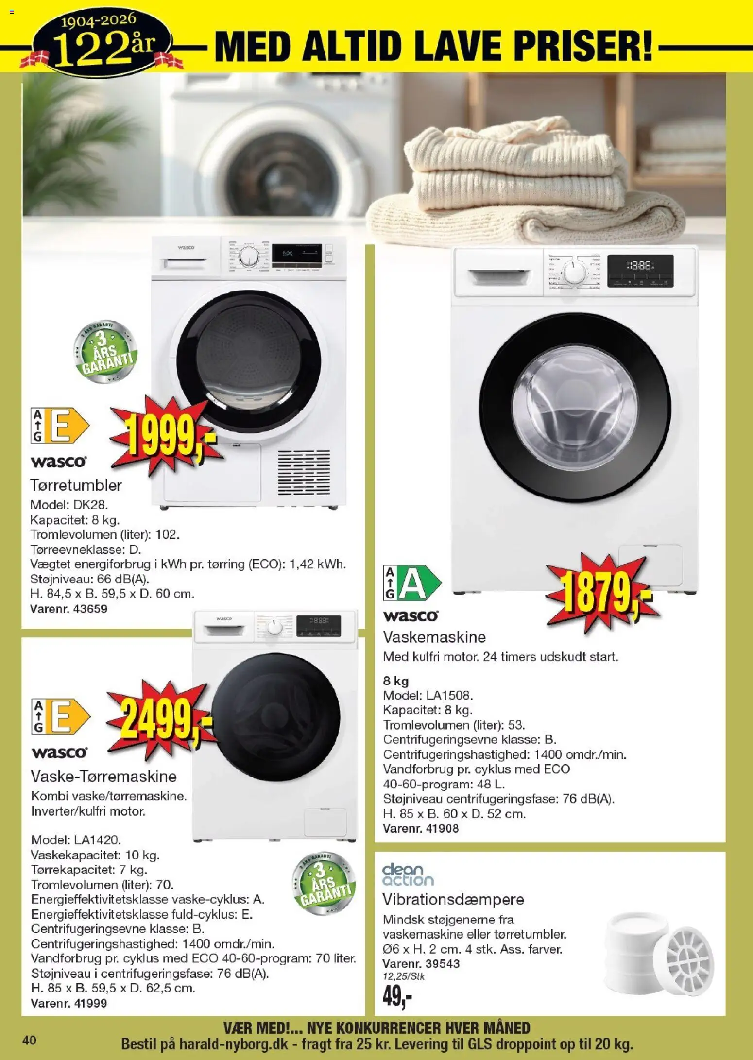 Harald Nyborg tilbudsavis – gyldig fra 08.01.2026 | Side: 44 | Produkter: Vaskemaskine, Tørretumbler