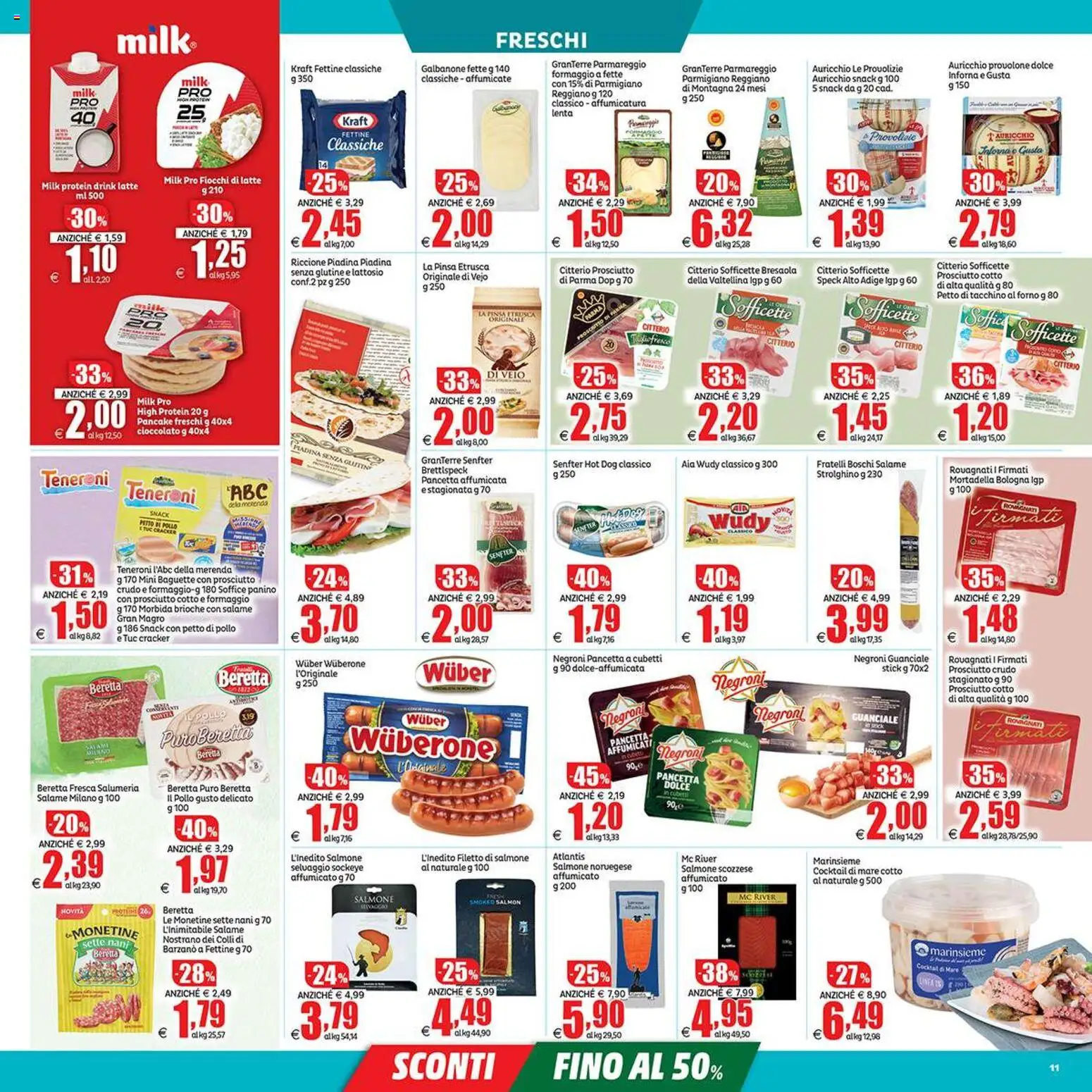 Volantino Elite Supermercati del 06.03.2026 | Pagina: 11 | Prodotti: Cioccolato, Fiocchi di latte, Formaggio, Prosciutto