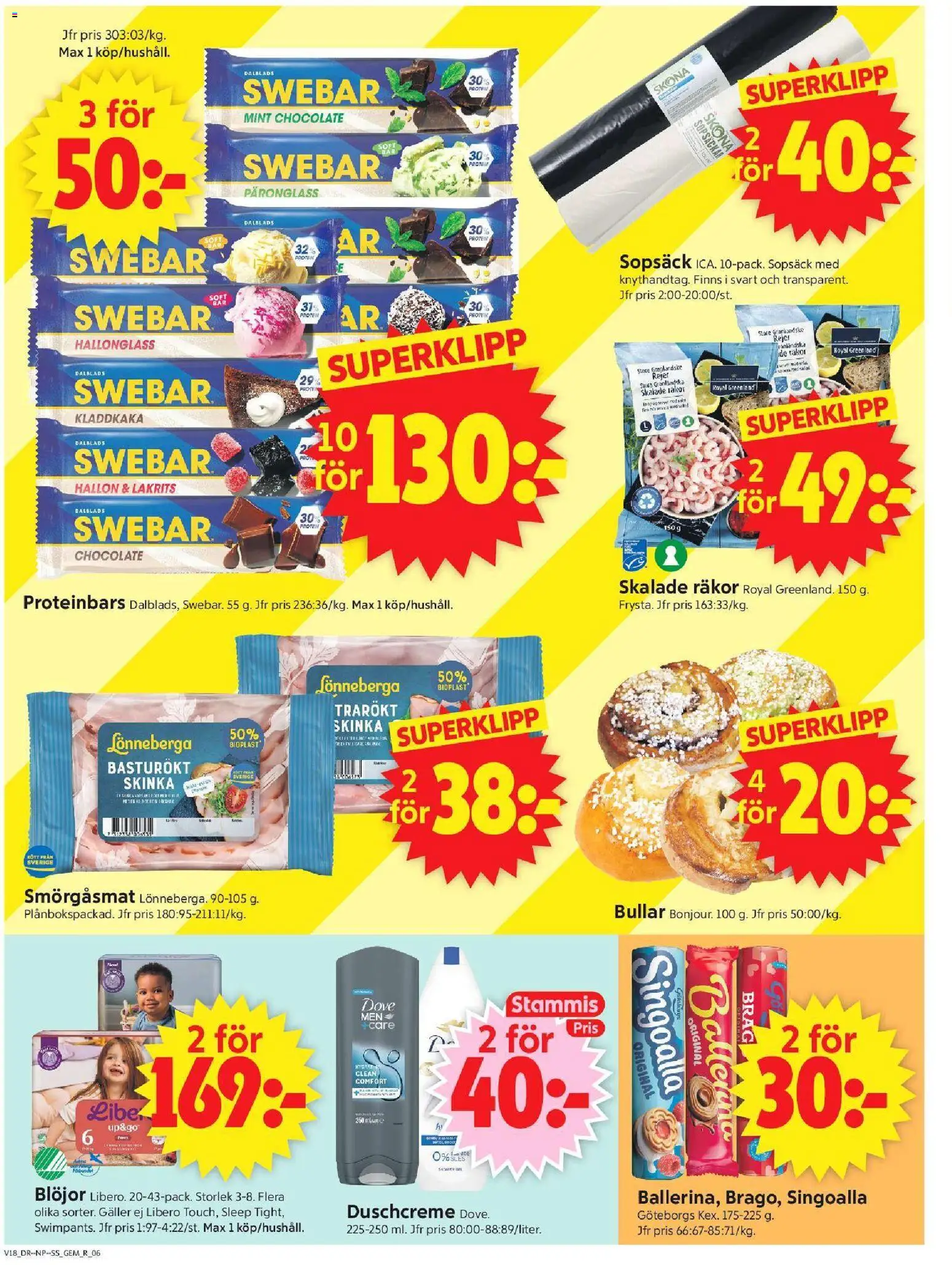 ICA Supermarket reklamblad aktuell från 27.04.2026 | Sida: 8 | Produkter: Singoalla, Galler, Räkor, Blöjor