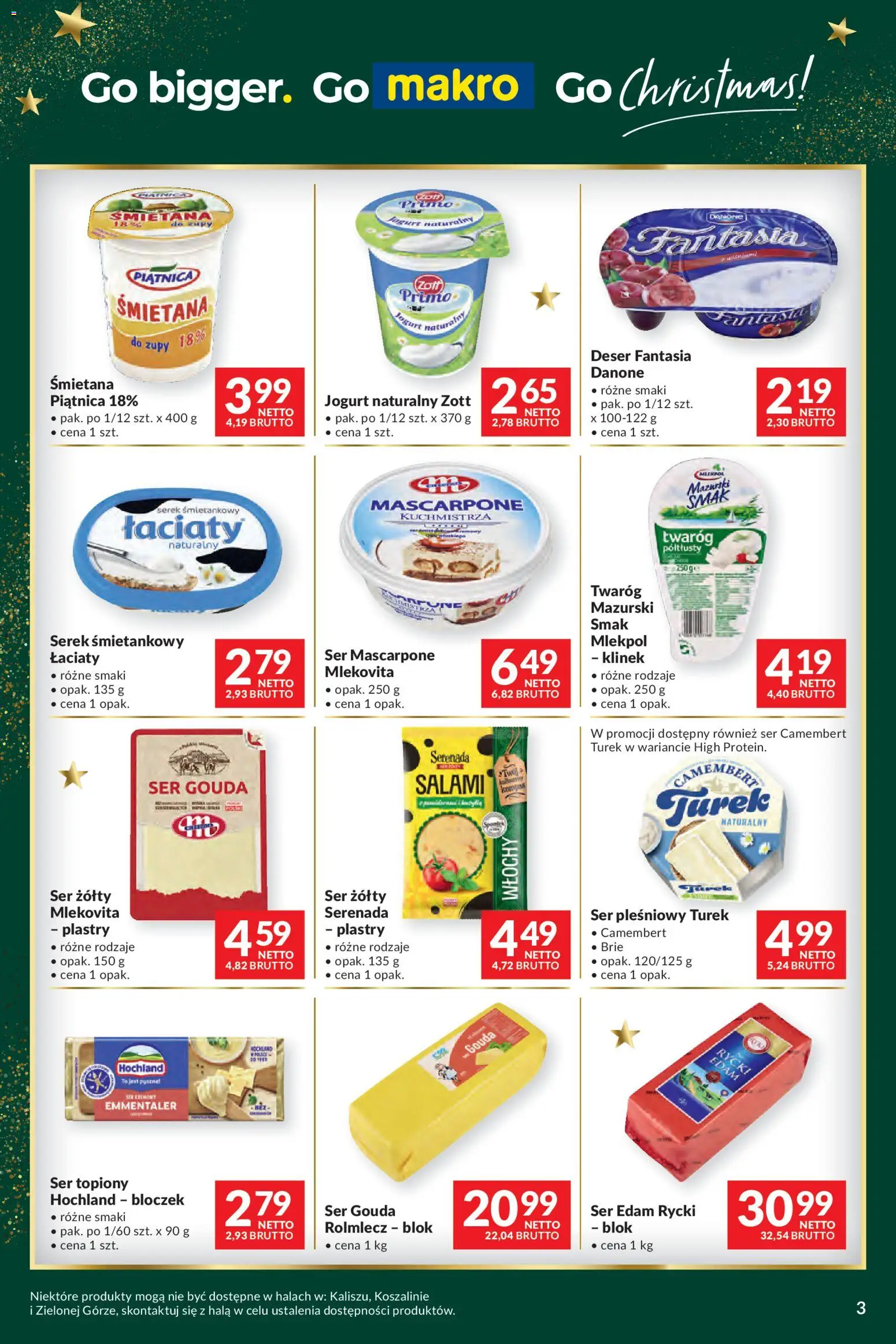 Makro Gazetka - Mega oferty dla Twojego Sklepu od 09.12.2025 | Strona: 3 | Produkty: Ser topiony, Twaróg półtłusty, Camembert, Twaróg