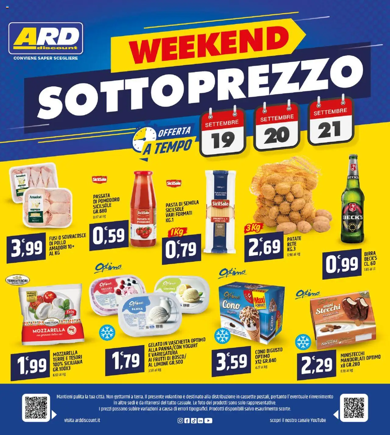 Volantino ARD Discount del 11.09.2025 | Pagina: 20 | Prodotti: Birra, Pollo, Panna, Pomodoro