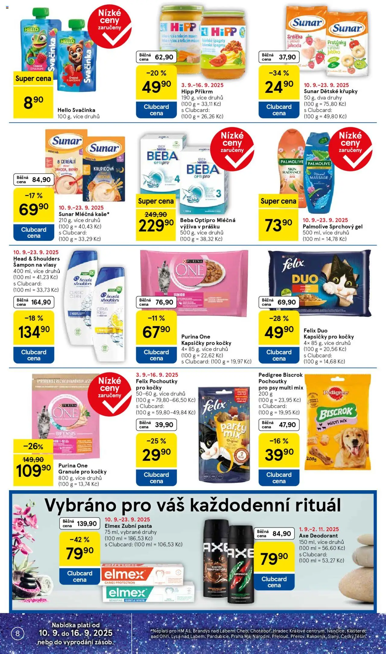 Tesco leták - Hypermarket od 10.09.2025 | Strana: 8 | Produkty: Felix, Sprchový gel, Elmex, Mléčná výživa