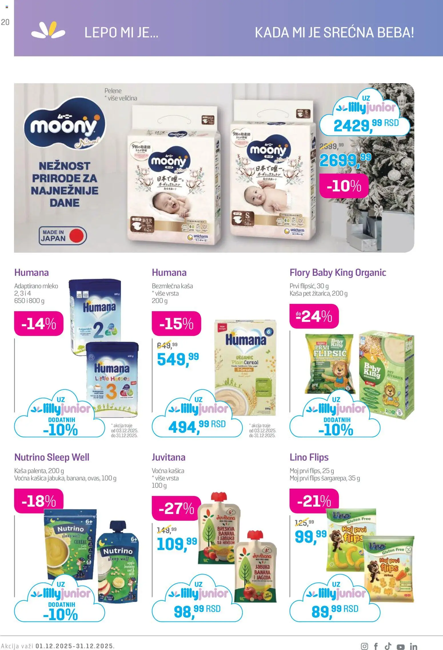 Lilly drogerie katalog - važi od 01.12.2025 | Strana: 20 | Proizvode: Banana, Jagoda, Mleko, Pelene
