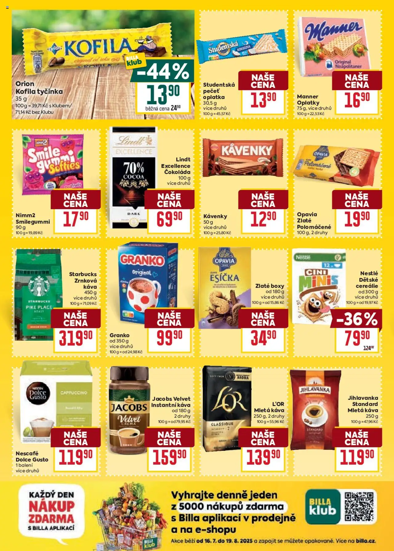 Billa Velký leták od 13.08.2025 | Strana: 19 | Produkty: Cereálie, Instantní káva, Jihlavanka, Cappuccino