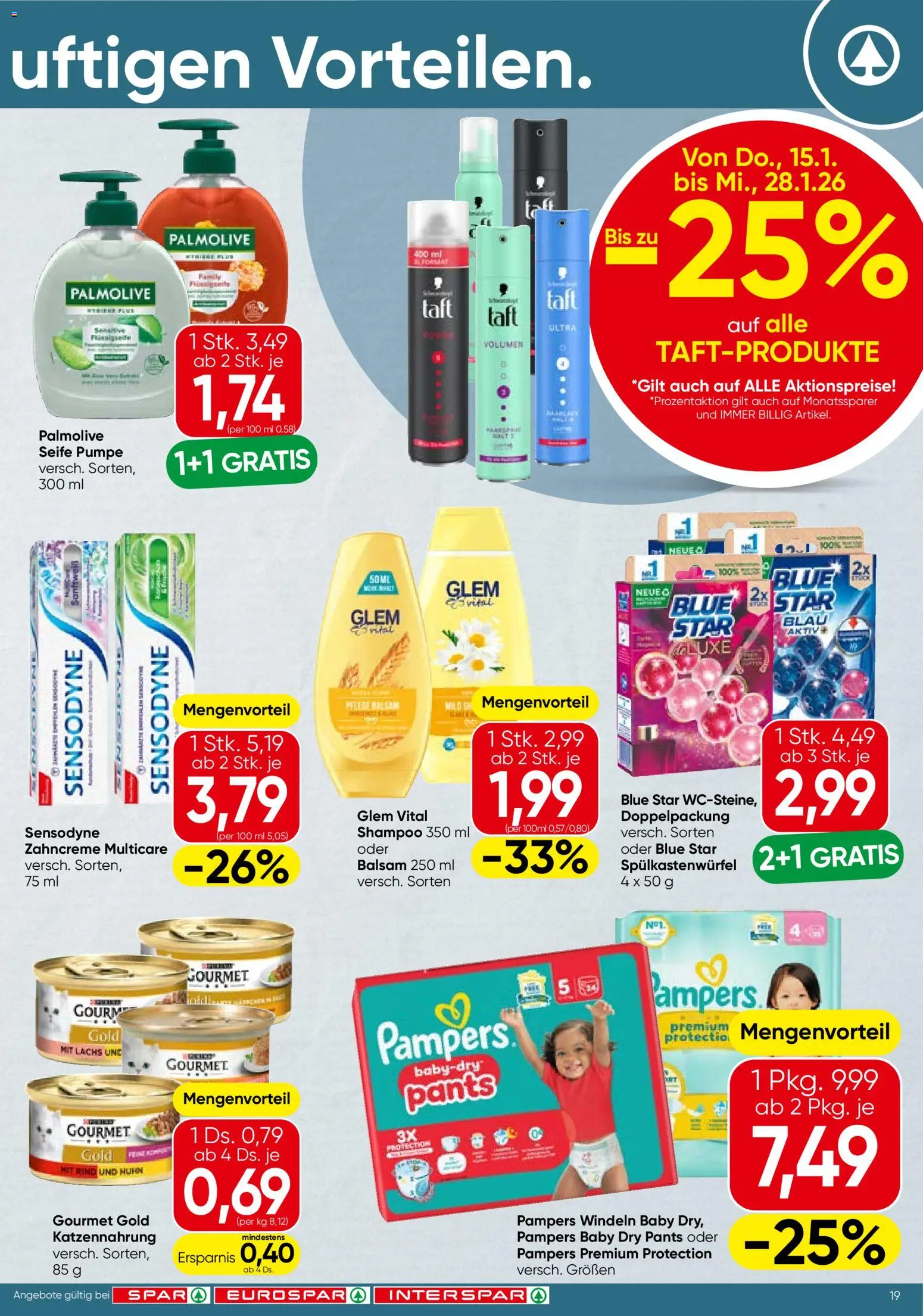 Spar Flugblatt - Burgenland gültig ab 15.01.2026 | Seite: 19 | Produkte: Pampers, Shampoo, Seife