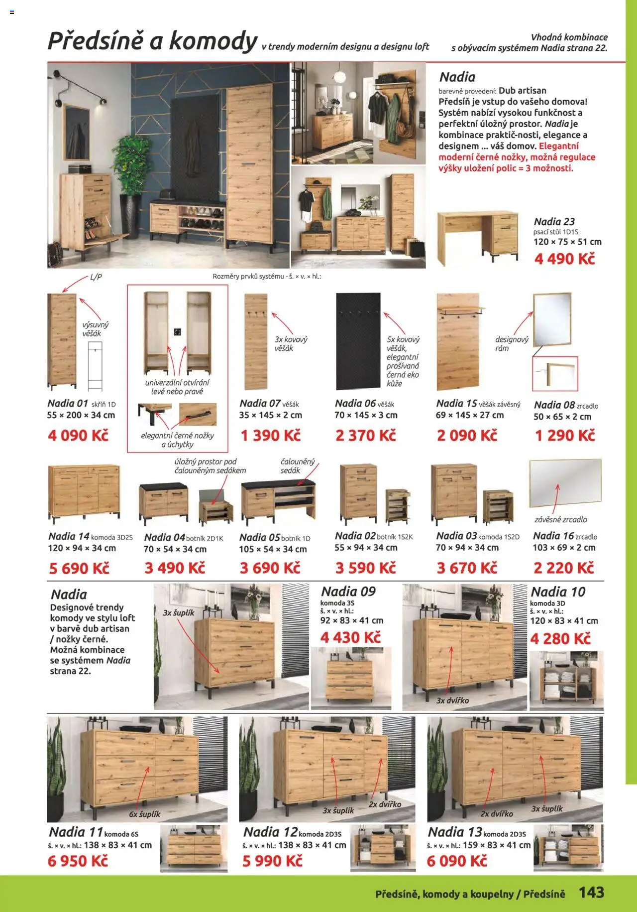 ORFA nábytek katalog 2024-2025 od 15.08.2024 | Strana: 143 | Produkty: Komoda, Stůl, Zrcadlo, Botník