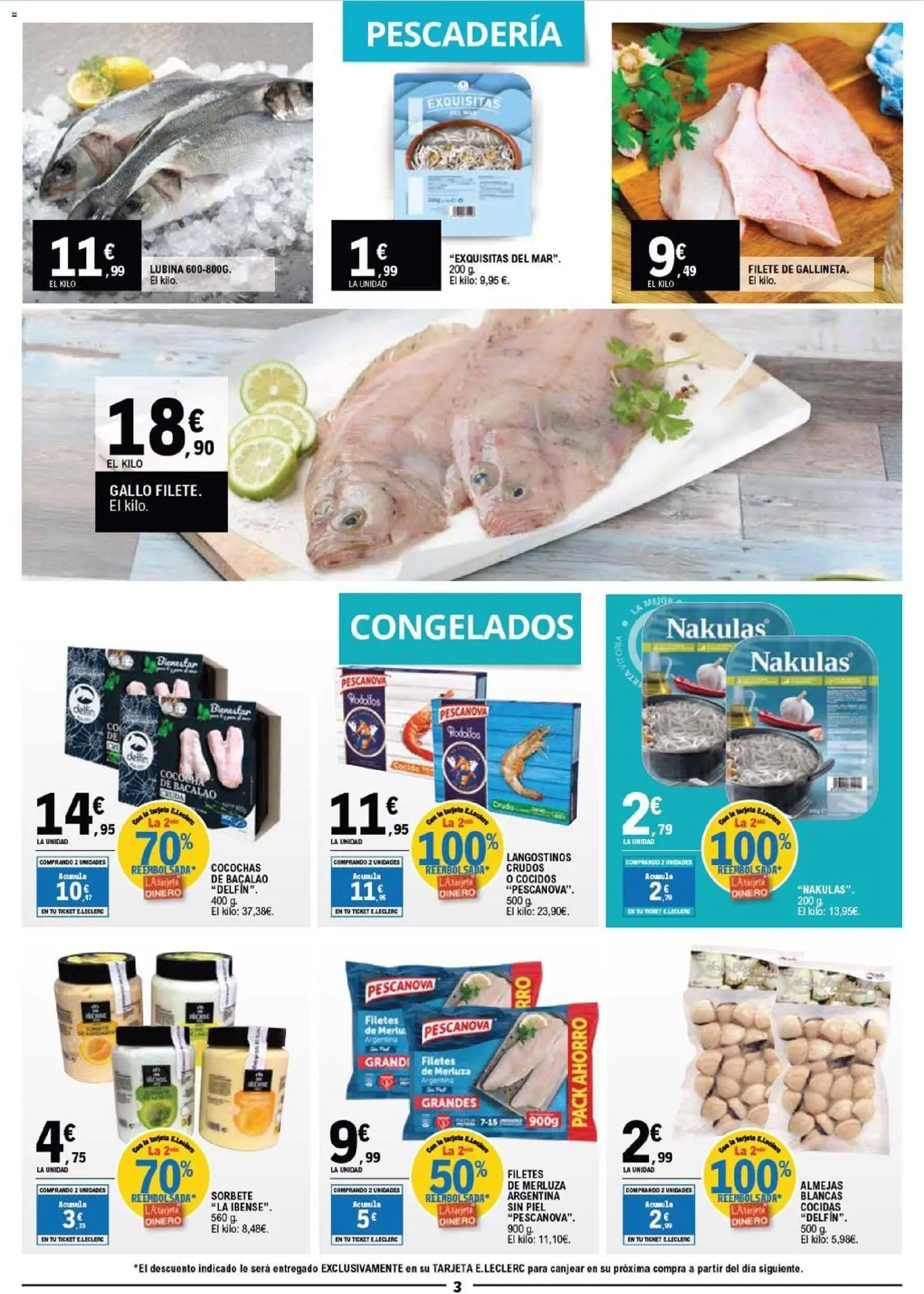 E.Leclerc folleto │ válido desde el 10.12.2025 | Página: 3 | Productos: Filetes de merluza, Filete