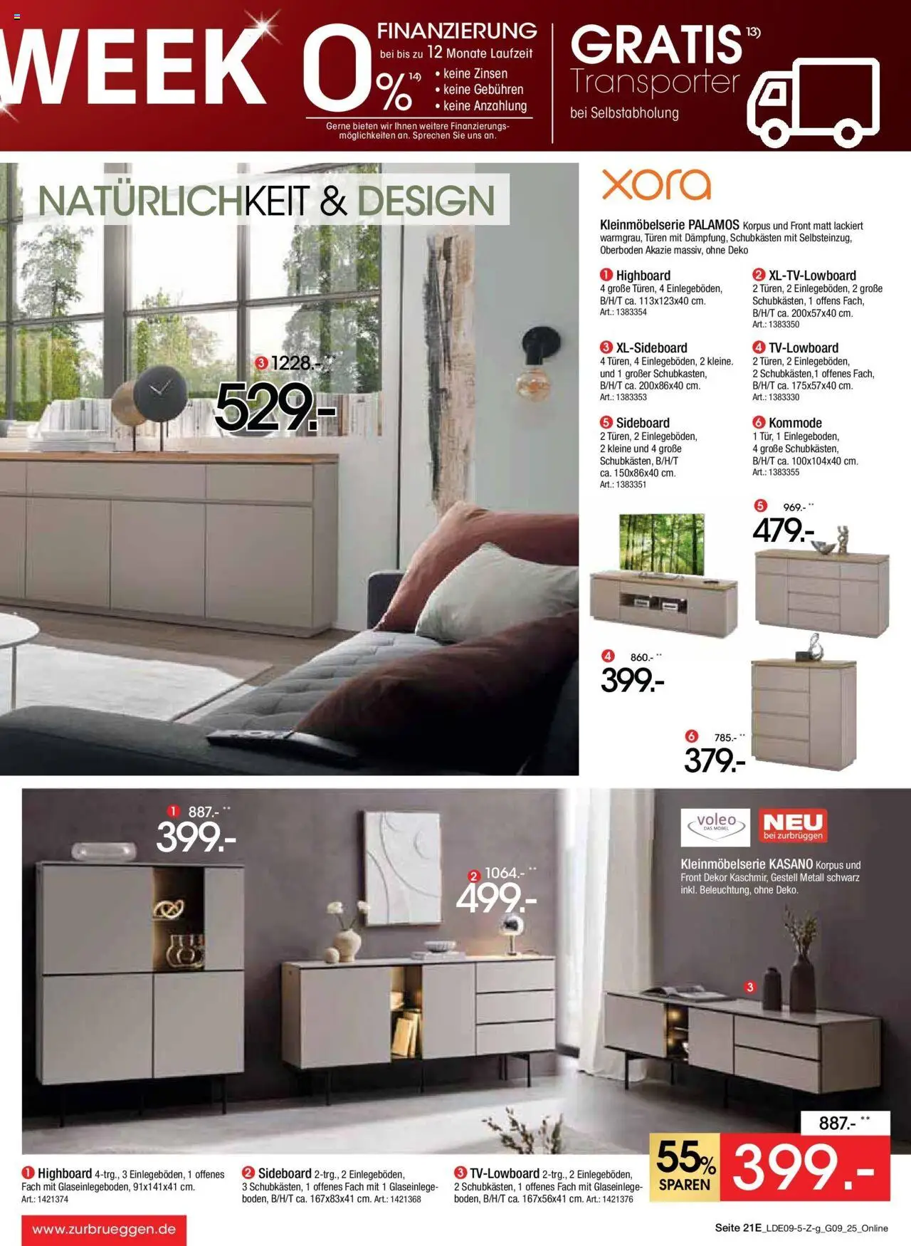 Zurbrüggen - Zurbrüggen: Prime Shopping week – gültig ab 12.09.2025 | Seite: 31 | Produkte: Sideboard, HIghboard, Kommode