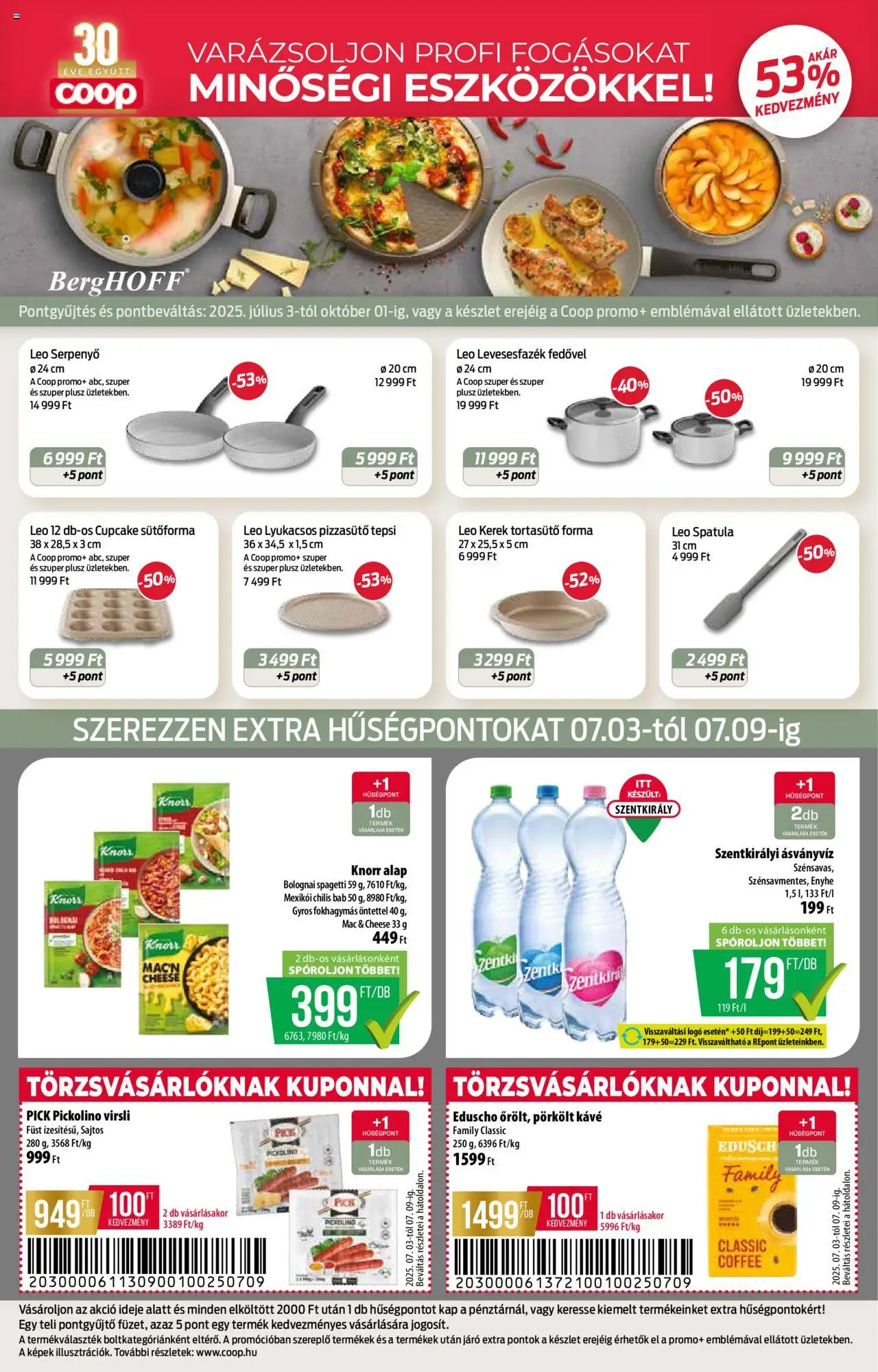 COOP akciós ujság - amely érvényes a következő dátumtól: 03.07.2025 | Oldal: 2 | Termékek: Sütőforma, Serpenyő, Pizza, Ásványvíz