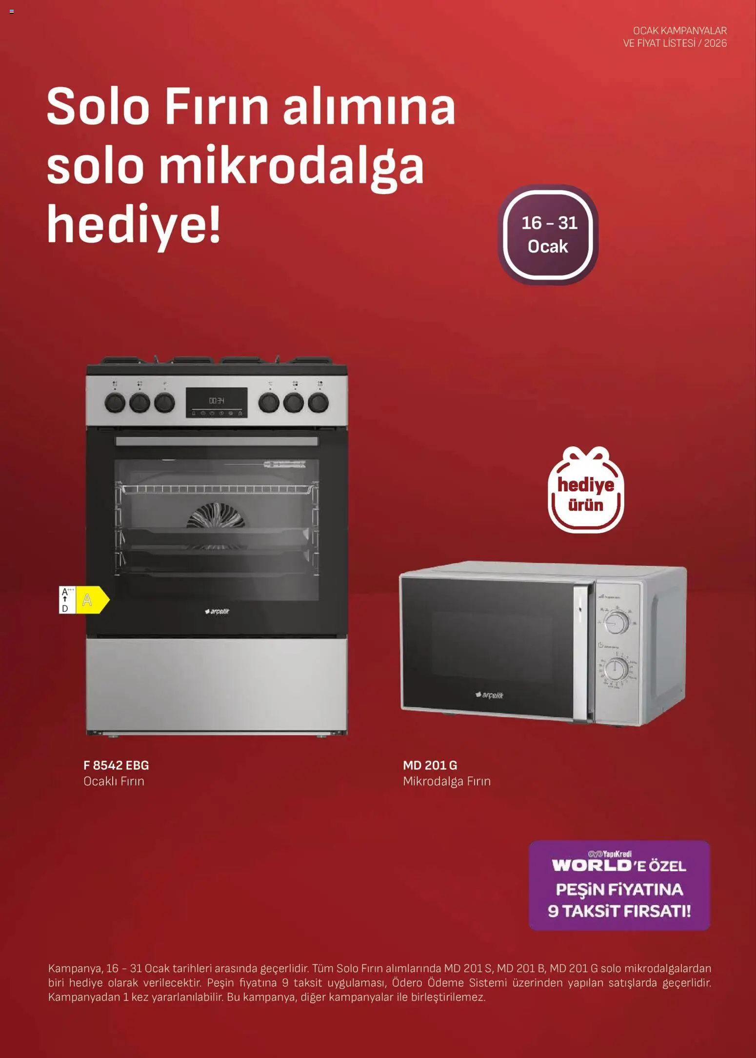 Arçelik Ankastre Kataloğu - 16.01.2026 tarihinden itibaren geçerlidir | Sayfa: 4 | Ürünler: Fırın, Ocak, Mikrodalga fırın