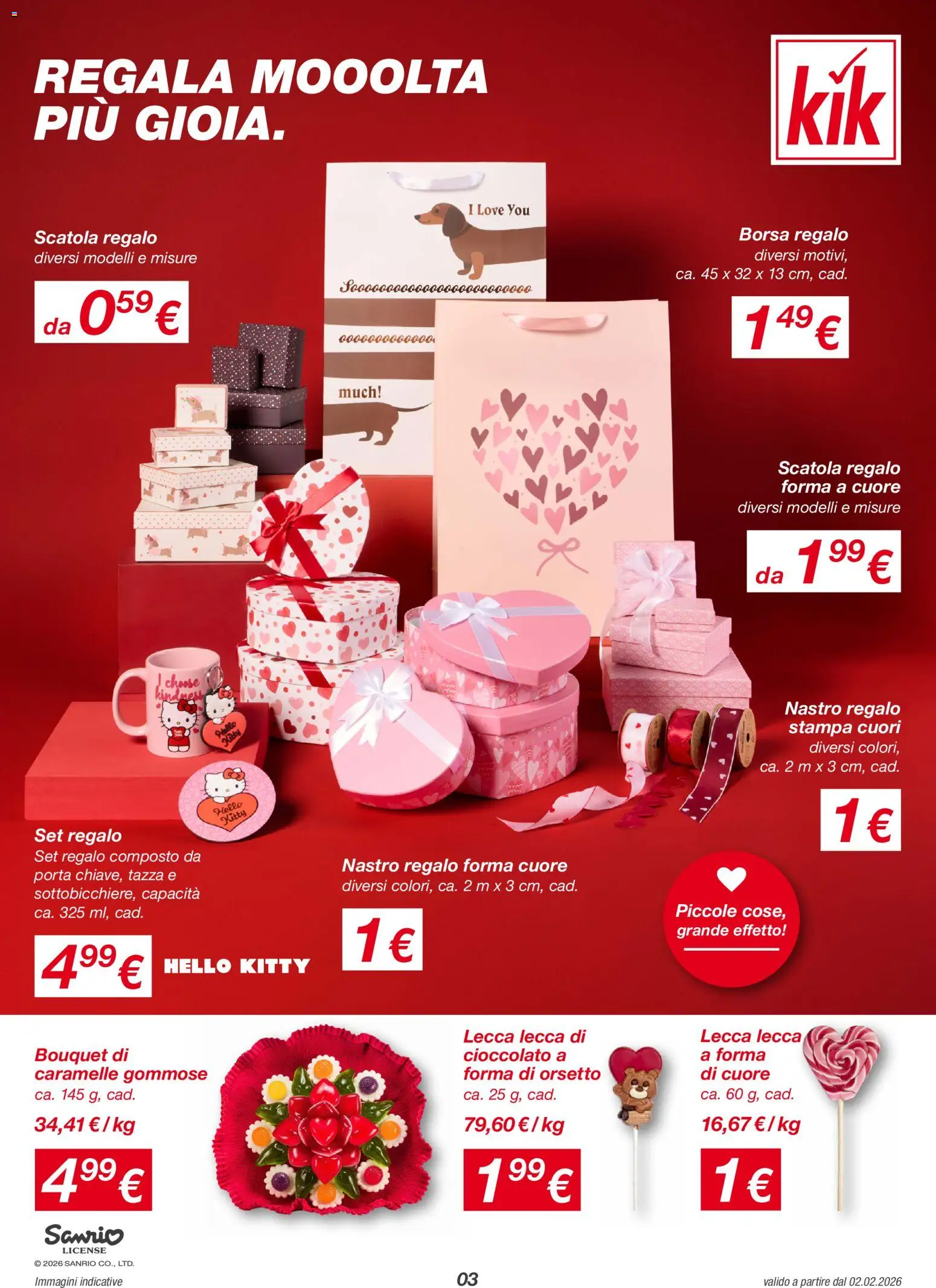 Volantino KiK del 02.02.2026 | Pagina: 3 | Prodotti: Cioccolato, Caramelle, Stampa, Scatola