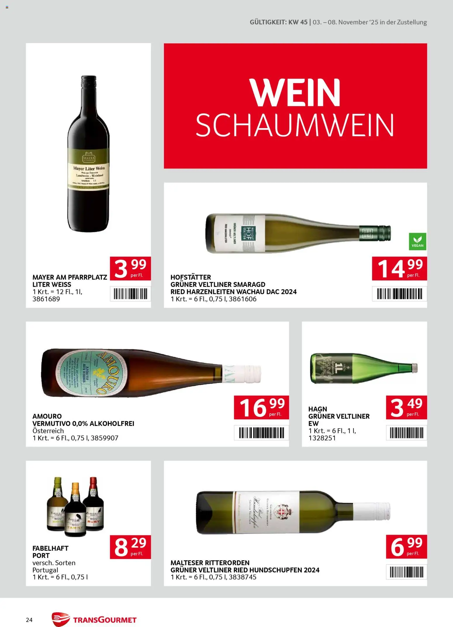 Transgourmet Zustellaktion gültig ab 03.11.2025 | Seite: 24 | Produkte: Wein