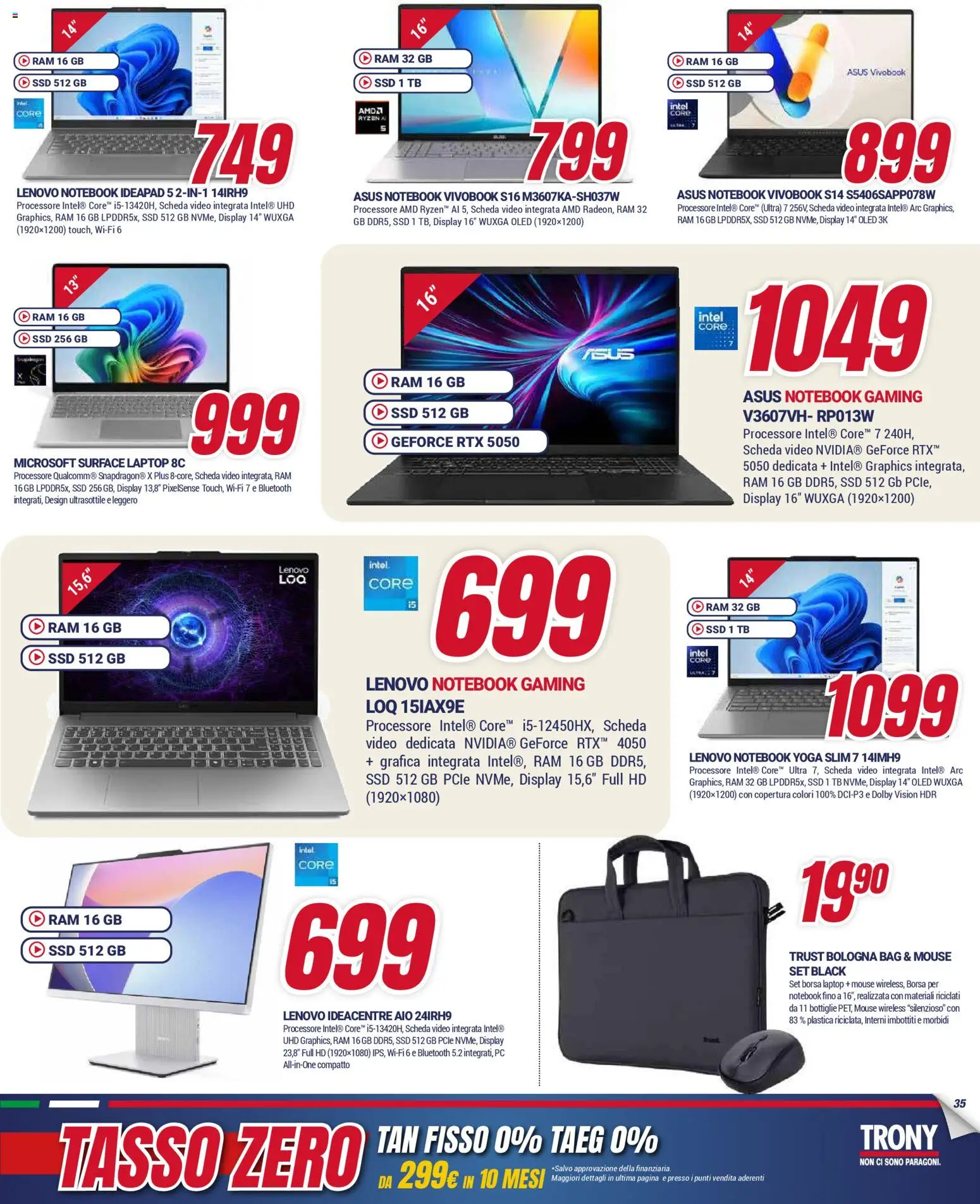 Volantino Trony del 04.12.2025 | Pagina: 35 | Prodotti: Notebook, Laptop, PC, Mouse