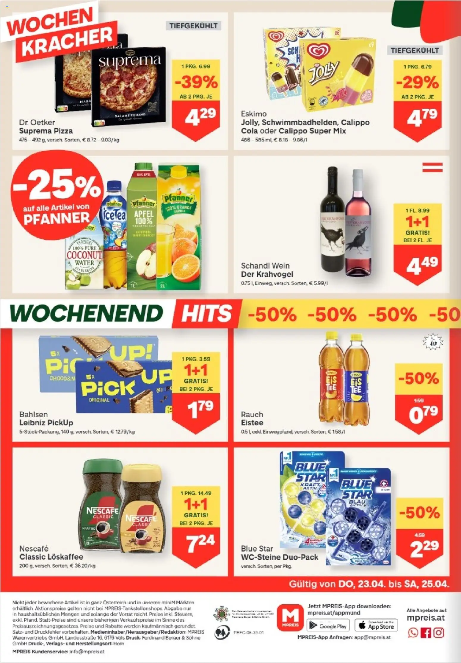 MPREIS Altenmarkt im Pongau gültig ab 23.04.2026 | Seite: 12 | Produkte: Pizza, Wein, Äpfel