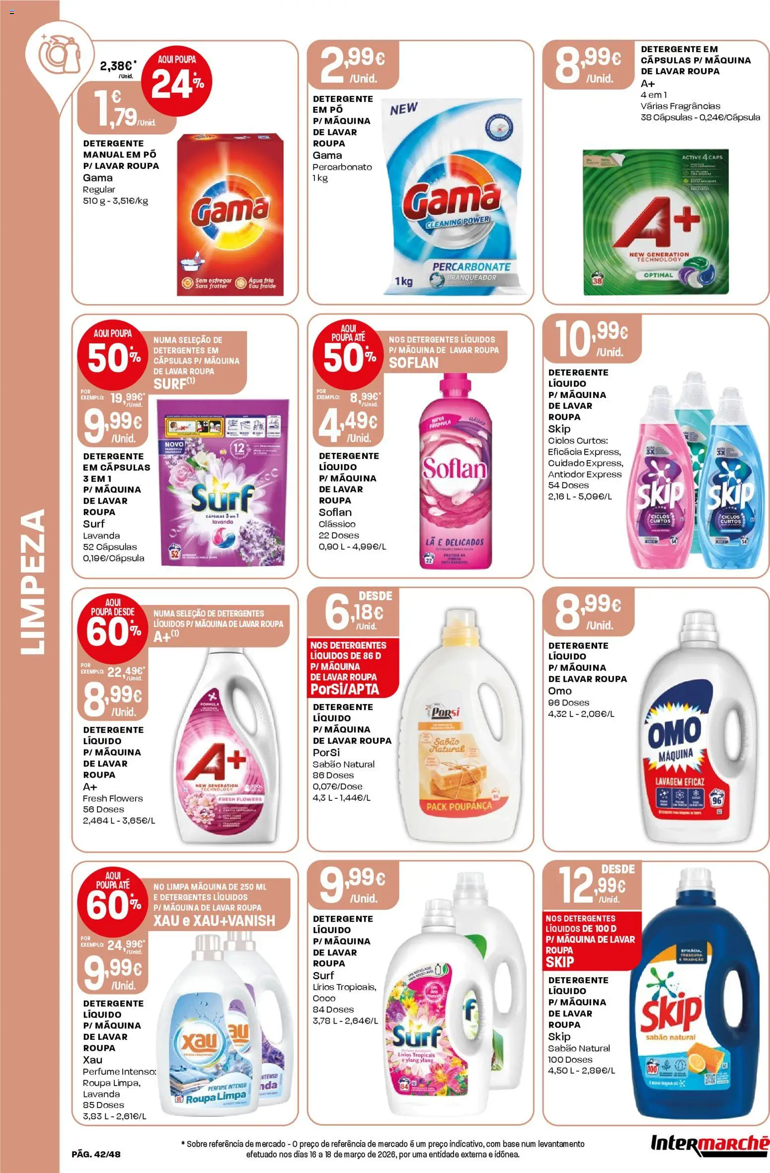 Intermarché folheto │ válido de 23.04.2026 | Página: 42 | Produtos: Máquina de lavar, Perfume, Pó, Sabão