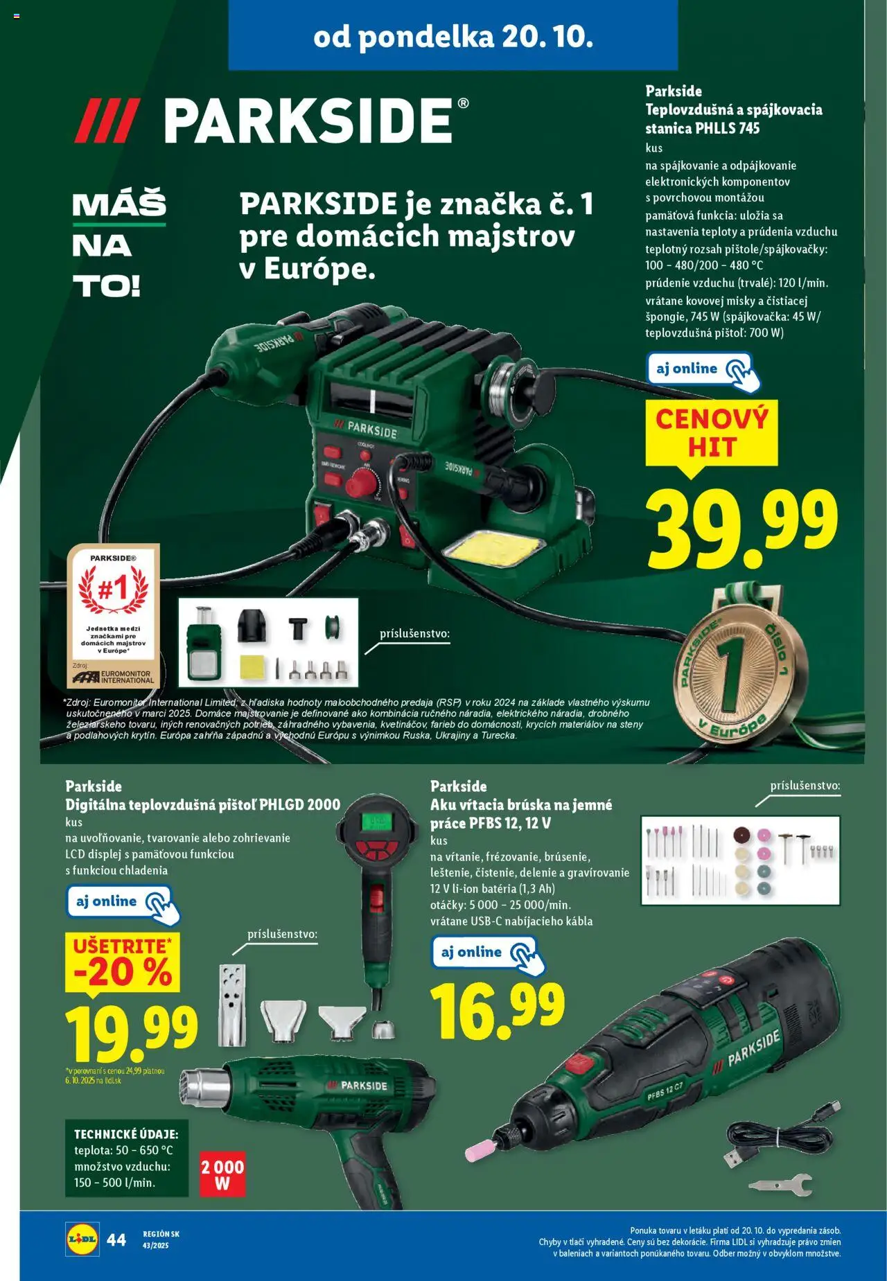 Nové Lidl akcie – leták je platný od 20.10.2025 | Strana: 60 | Produkty: Spájkovačka, Aku, Parkside, Parkside aku
