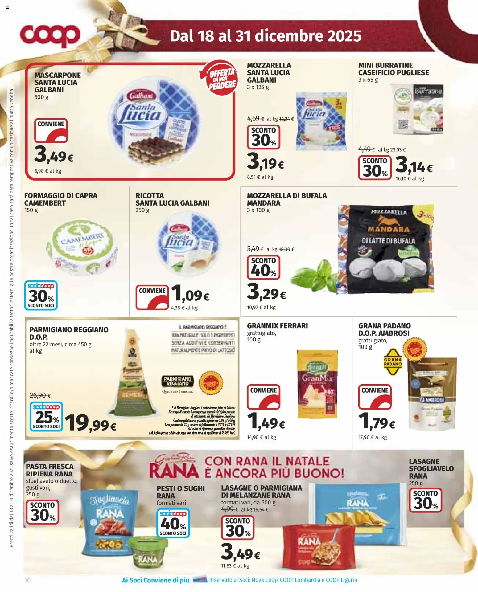 Volantino COOP del 18.12.2025 | Pagina: 10 | Prodotti: Grana Padano, Melanzane, Parmigiano reggiano, Parmigiano