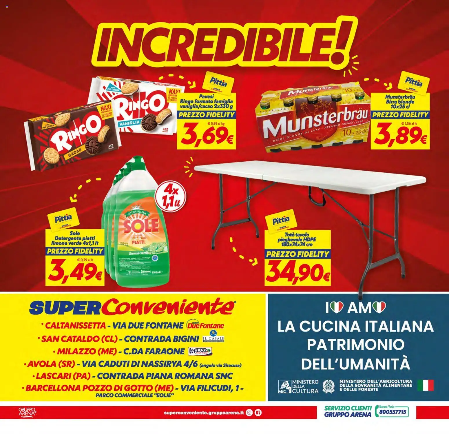 Volantino SuperConveniente del 17.03.2026 | Pagina: 28 | Prodotti: Crema, Birra, Detergente, Tavolo