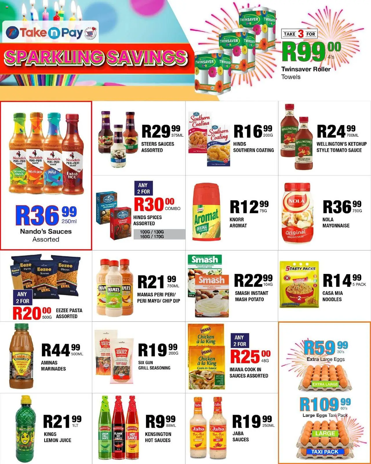 New Take n Pay catalogue – valid from 06.10.2025 | Page: 2 | Products: Juice, Vinegar, Noodles, Tomato sauce