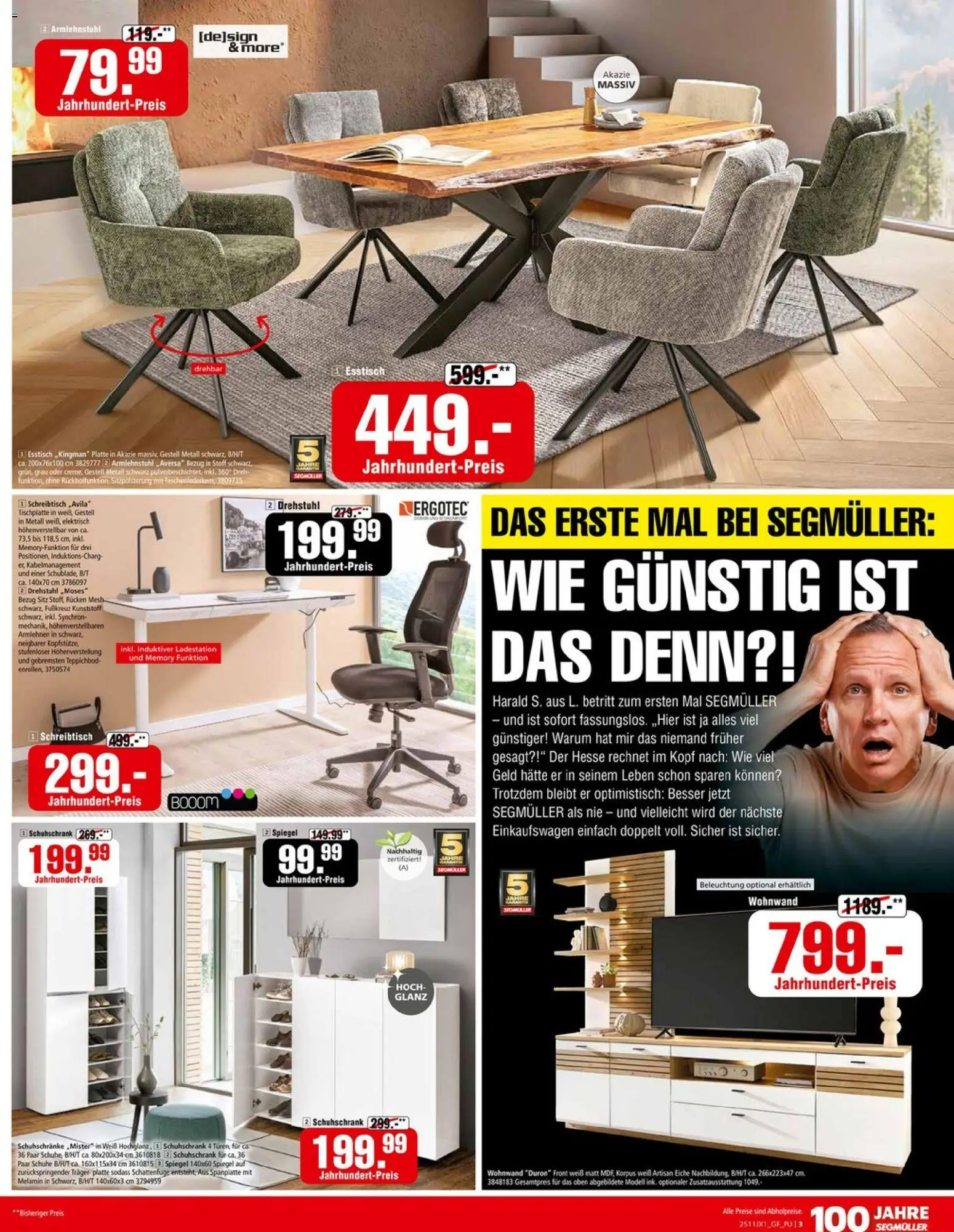 Segmüller Ich habe jahrelang zu viel bezahlt – gültig ab 01.11.2025 | Seite: 3 | Produkte: Wohnwand, Esstisch, Spiegel