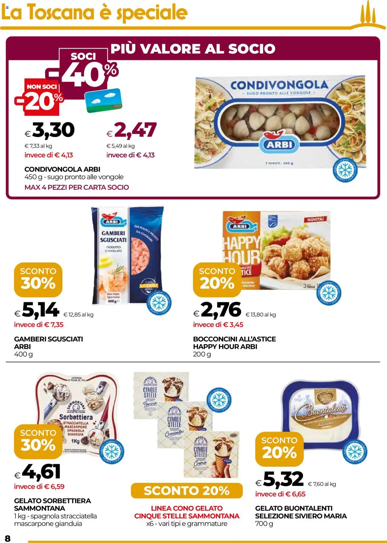 Volantino COOP del 22.05.2025 | Pagina: 8 | Prodotti: Vongole, Mascarpone, Sugo, Stracciatella