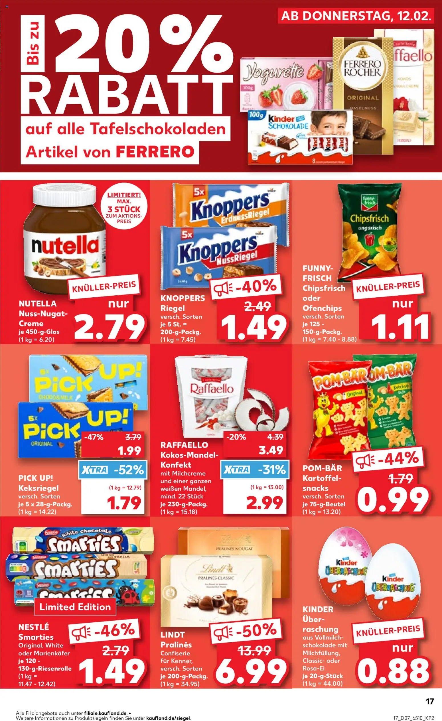 Kaufland prospekt Bremen	 – gültig ab 15.02.2026 | Seite: 17 | Produkte: Yogurette, Creme, Nutella, Chips