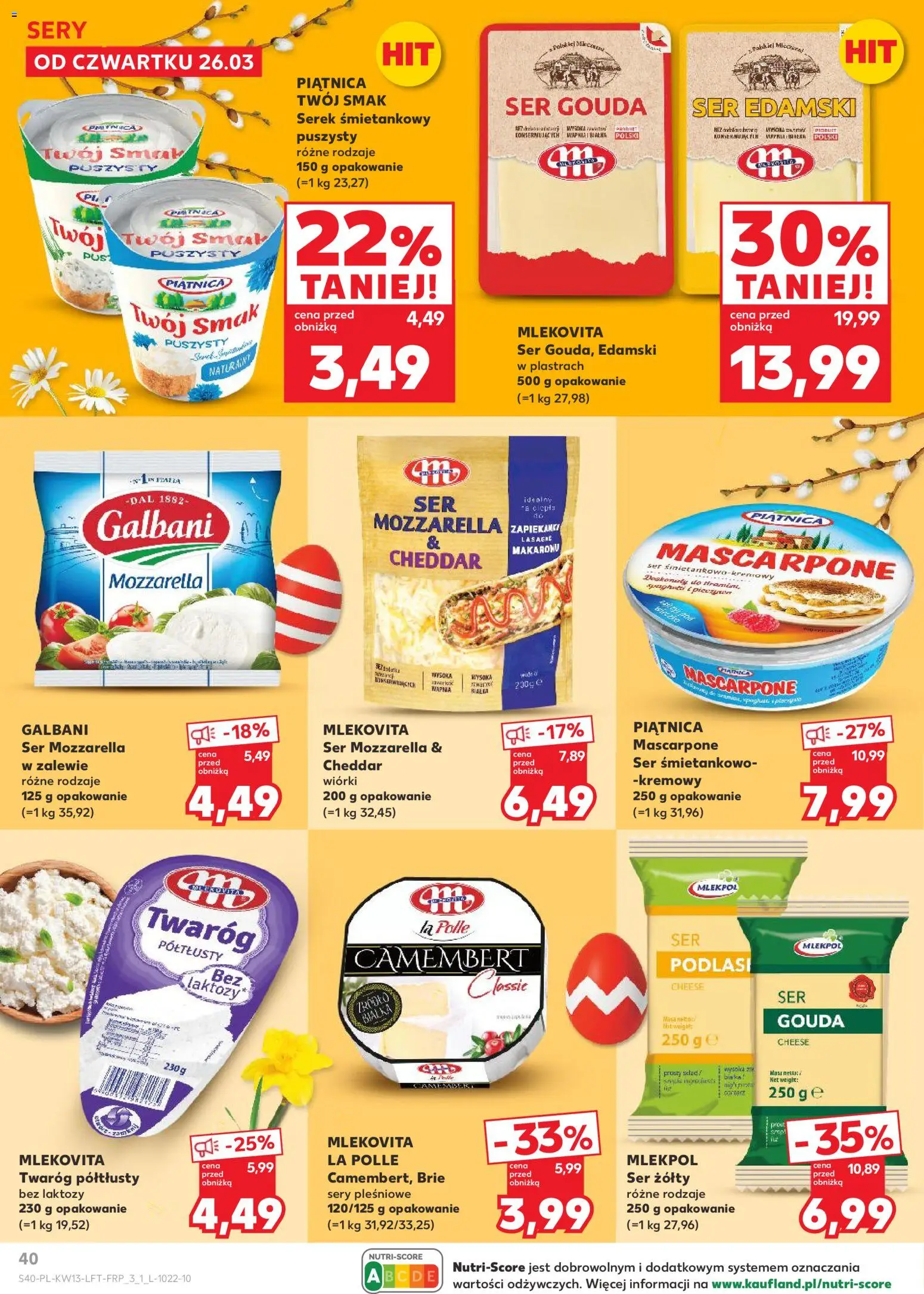Kaufland gazetka od 26.03.2026 | Strona: 40 | Produkty: Bez laktozy, Sery, Ser, Cheddar
