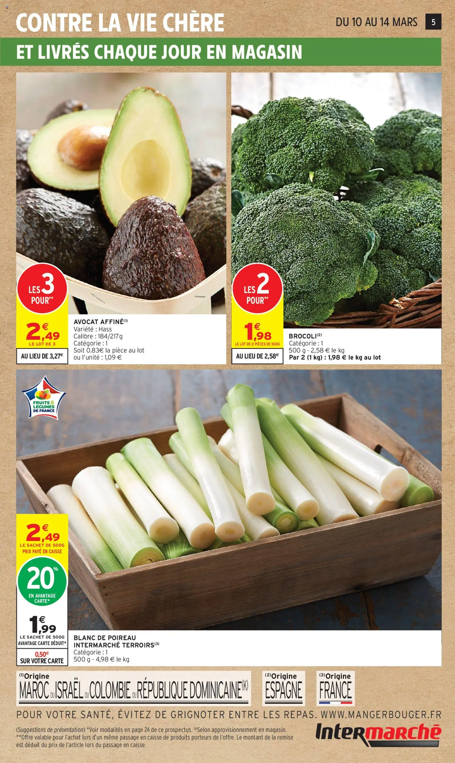 {H1} | Page: 5 | Produits: Avocat, Brocoli, Poireau