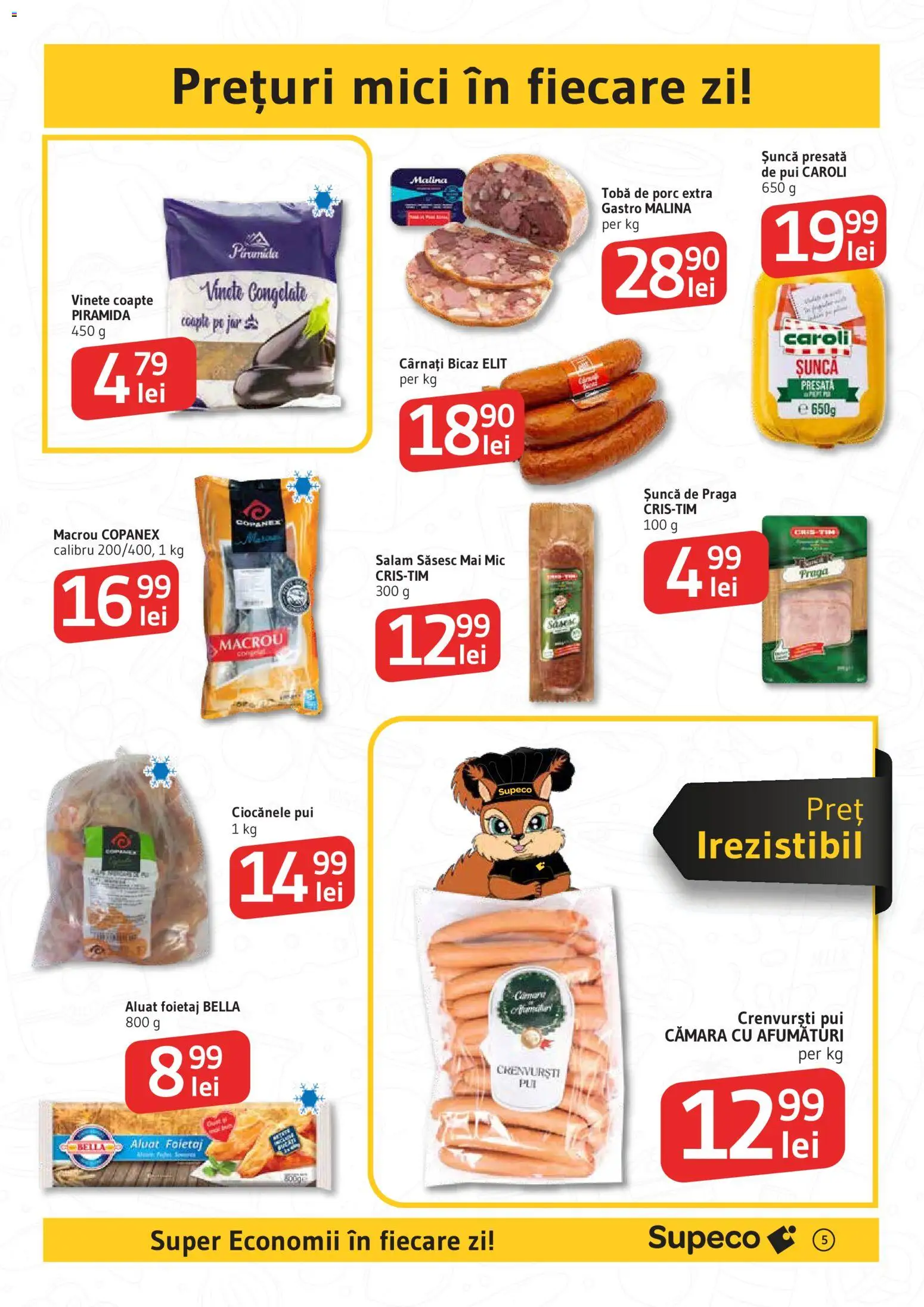 Noul catalog Supeco – valabil de la 27.11.2025 | Pagină: 5 | Produse: Hacıyatmaz Kedi Oyuncağı, Crenvurști, Salam, Cârnați