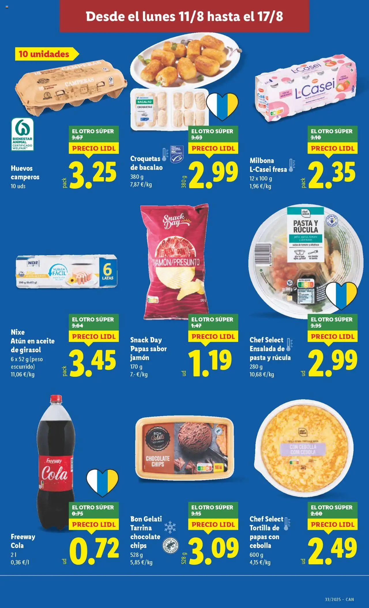 Lidl - Canarias  │ válido desde el 11.08.2025 | Página: 19 | Productos: Huevos, Chocolate, Pasta, Croquetas