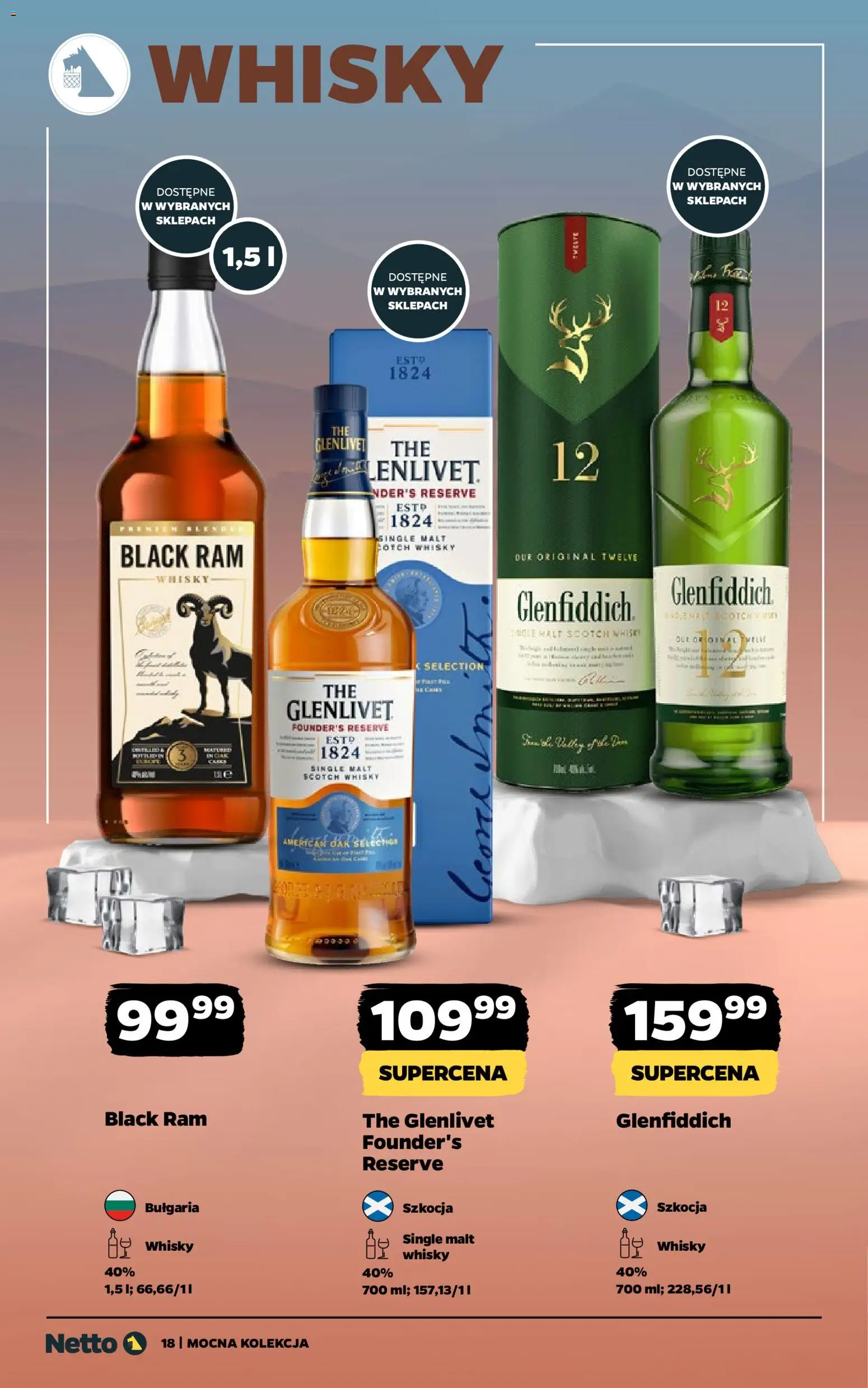 Netto gazetka - Alkohole mocne od 02.03.2026 | Strona: 18 | Produkty: Black ram, Whisky Single Malt, Whisky