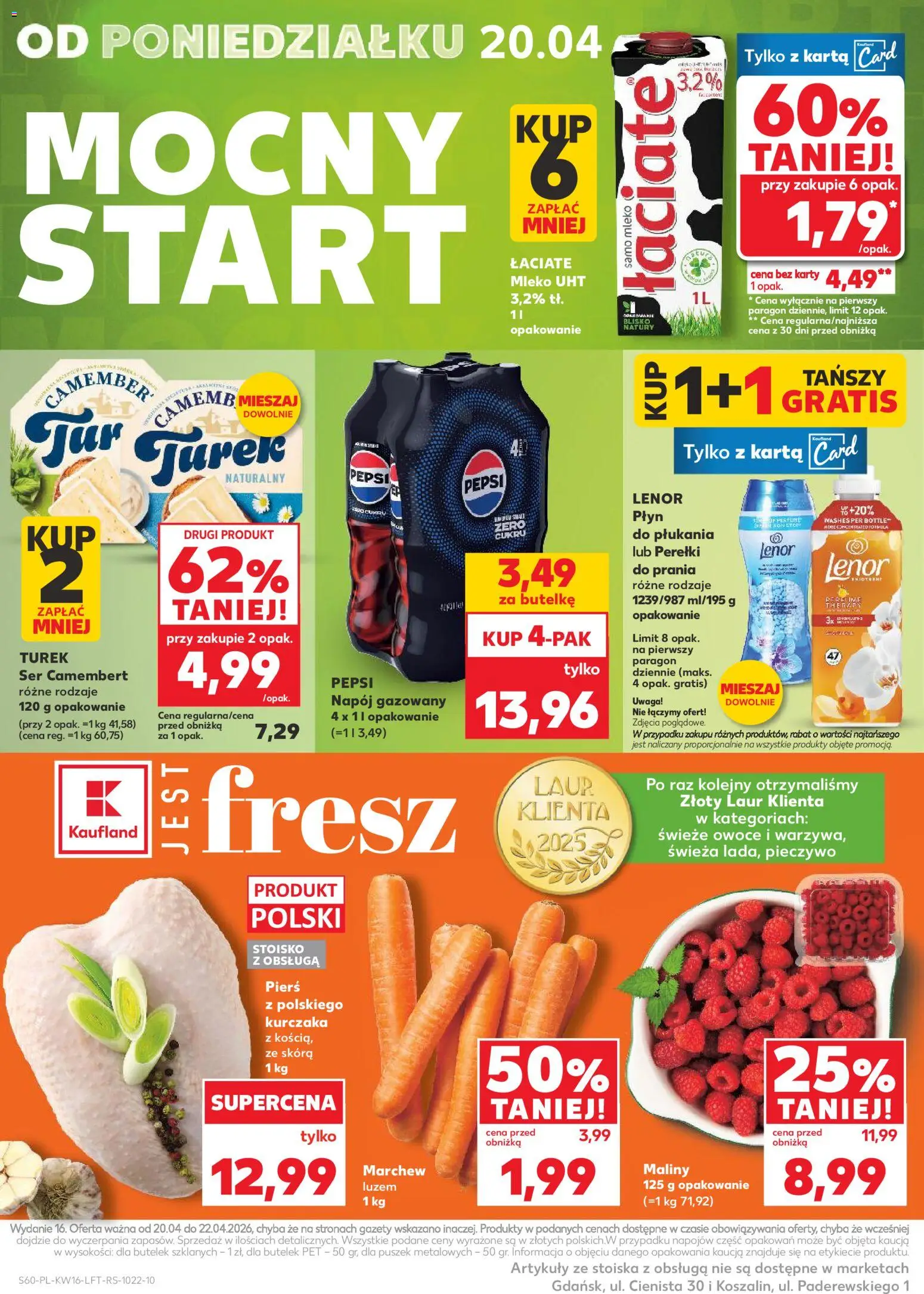 Kaufland gazetka od 16.04.2026 | Strona: 60 | Produkty: Maliny, Ser camembert, Camembert, Mleko