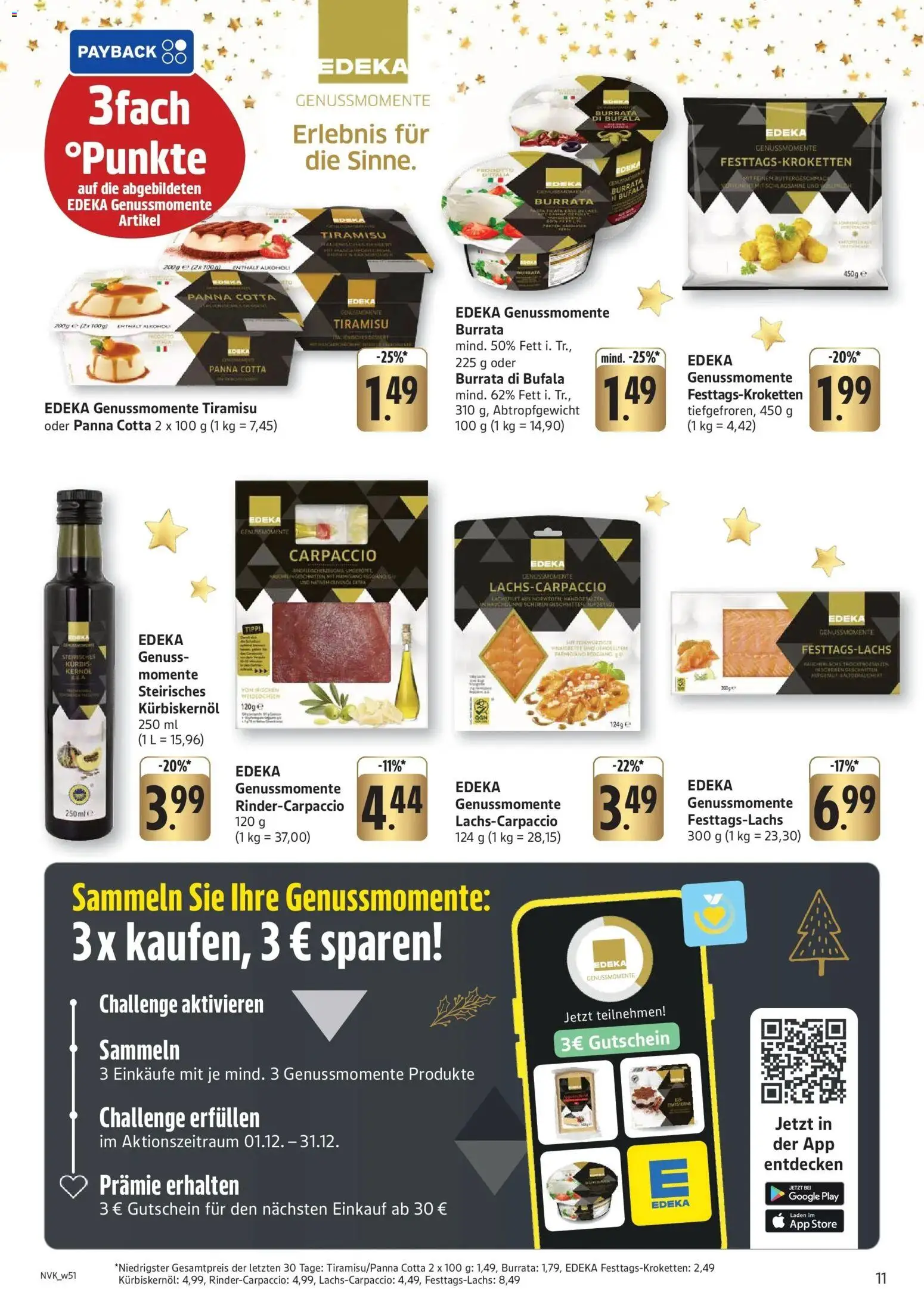 Edeka prospekt Tübingen	 – gültig ab 14.12.2025 | Seite: 11 | Produkte: Kürbiskernöl, Schlagsahne, Burrata, Kürbis