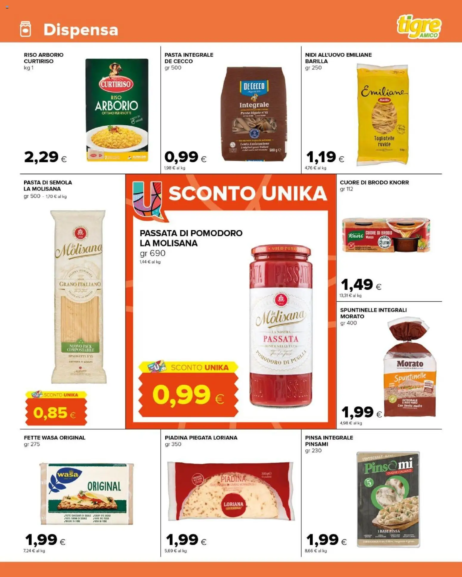 Volantino Tigre del 10.02.2026 | Pagina: 7 | Prodotti: Riso, Tagliatelle, Farina, Penne