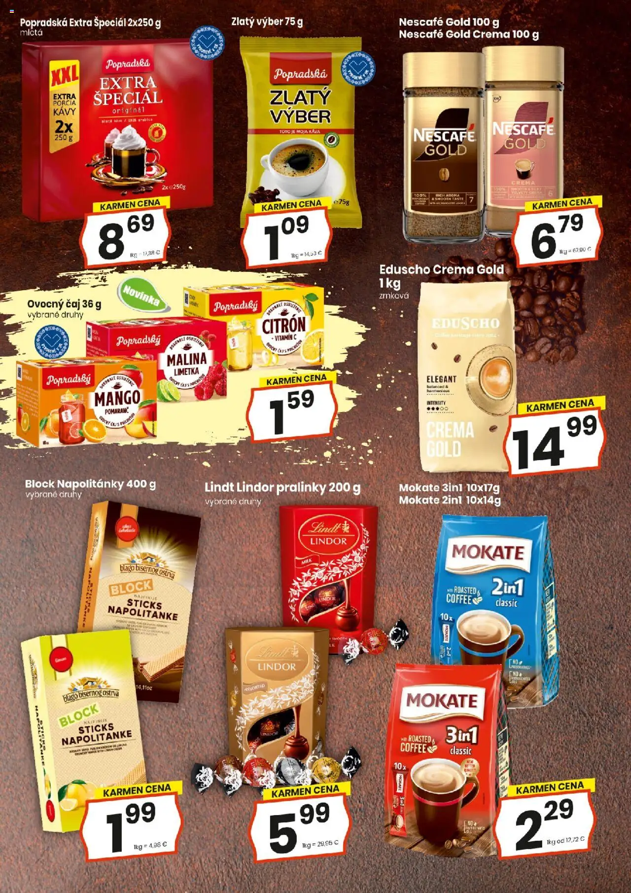 KARMEN CBA maloobchod │ platný od 21.08.2025 | Strana: 10 | Produkty: Lindor, Lindt, Mango, Nescafé Gold