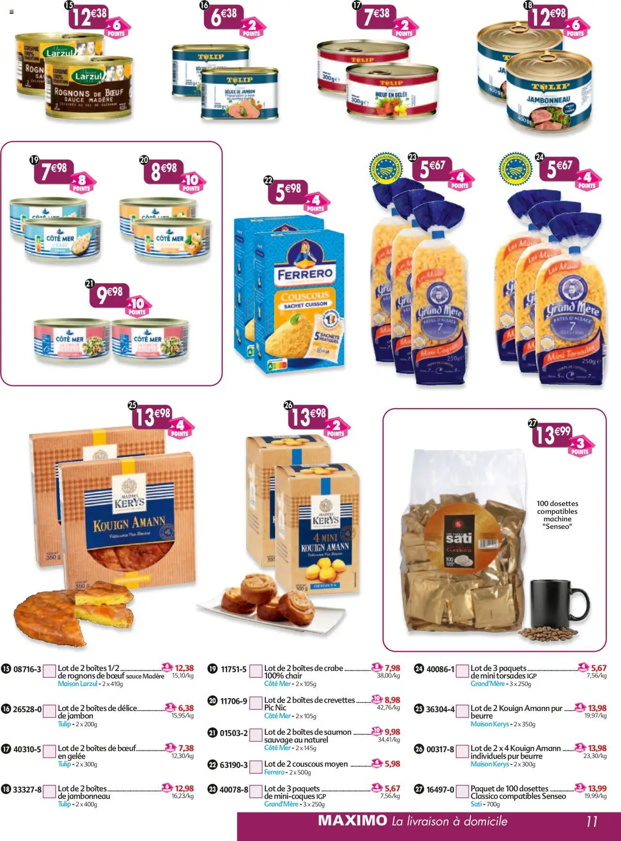  | Page: 11 | Produits: Crevettes, Sel, Jambon, Saumon