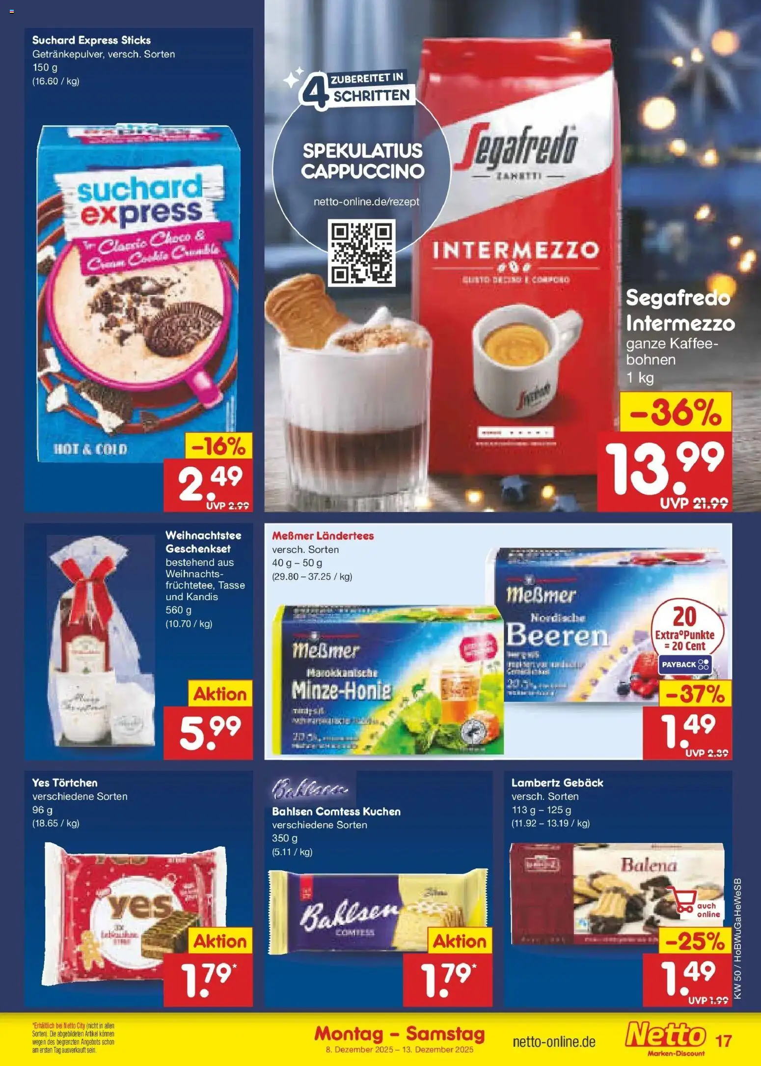 Netto Marken-Discount Prospekt 	 – gültig ab 08.12.2025 | Seite: 17 | Produkte: Kaffee, Messmer, Kuchen, Segafredo