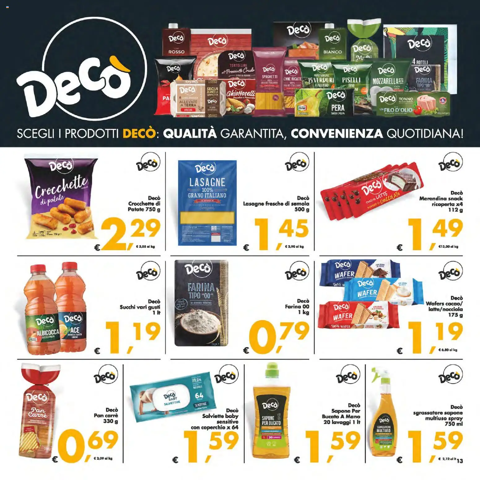 Volantino Decò del 14.11.2025 | Pagina: 13 | Prodotti: Minestrone, Sapone, Latte, Prosciutto